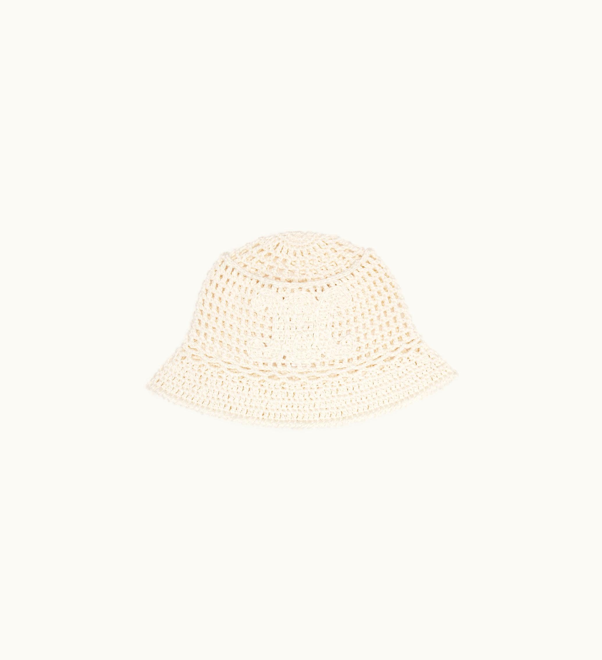 Celine Celine Triomphe Cloche Beanie In Crocheted Cotton - Off White