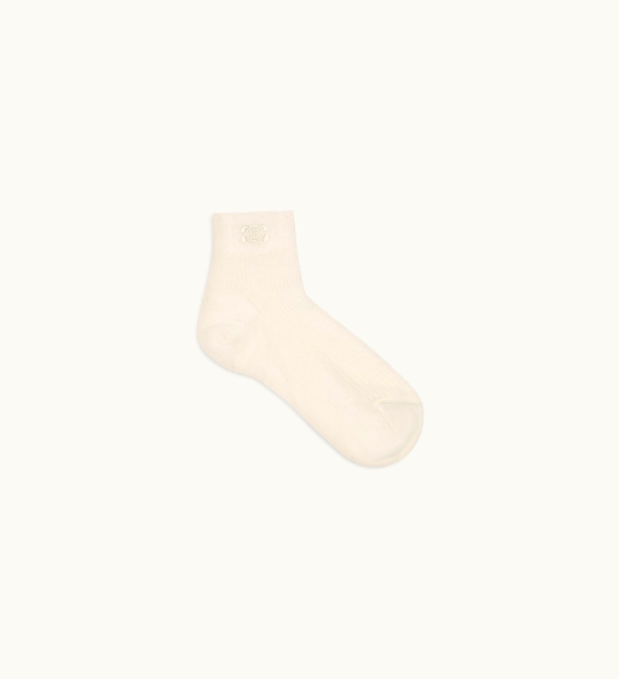 Celine Celine Triomphe Socks In Wool - White / White
