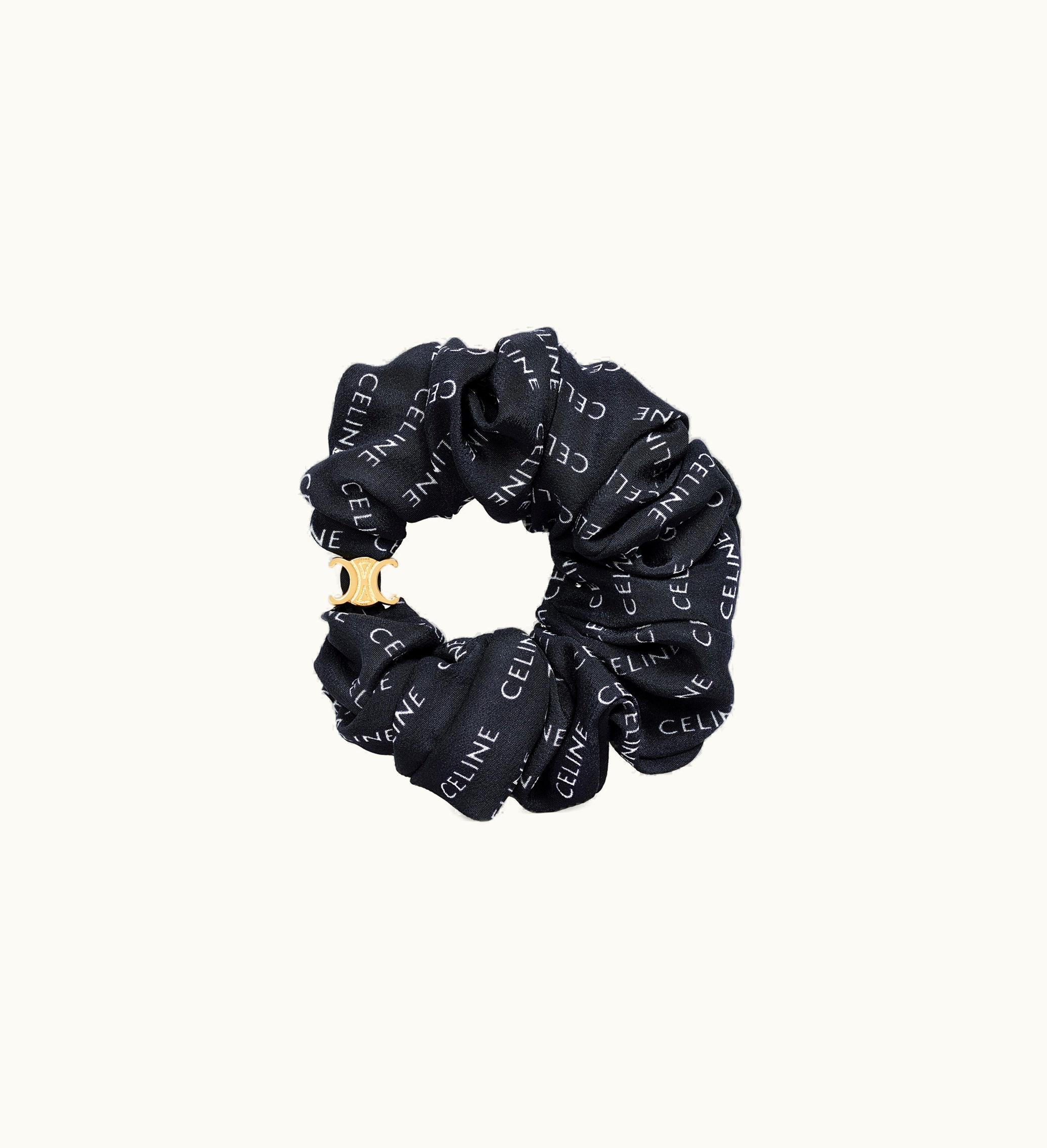 Celine Celine Scrunchy Rayure In Brass With Gold Finish And Silk - Gold / Black