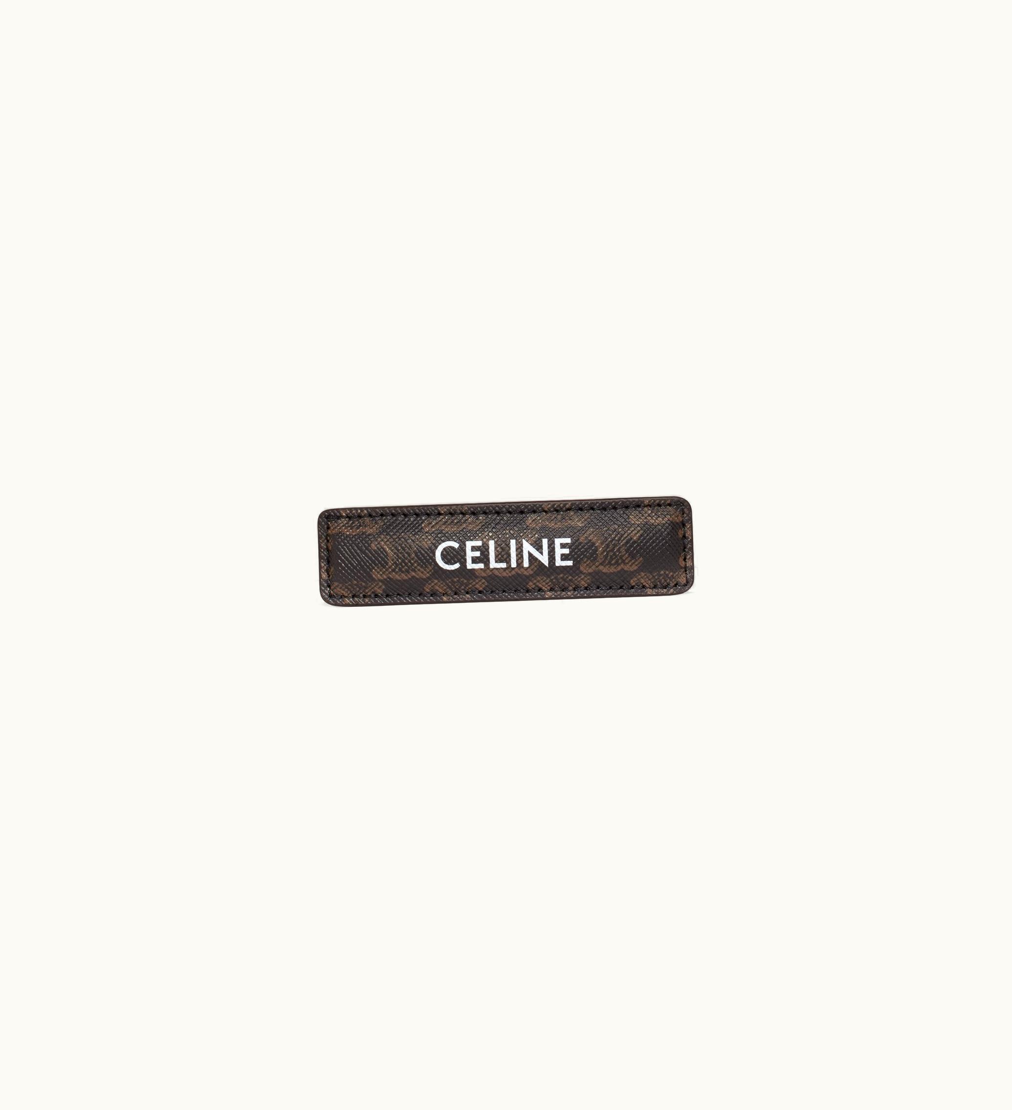 Celine Celine Triomphe Canvas Hair Clip In Calfskin, Steel And Canvas - Gold / Tan