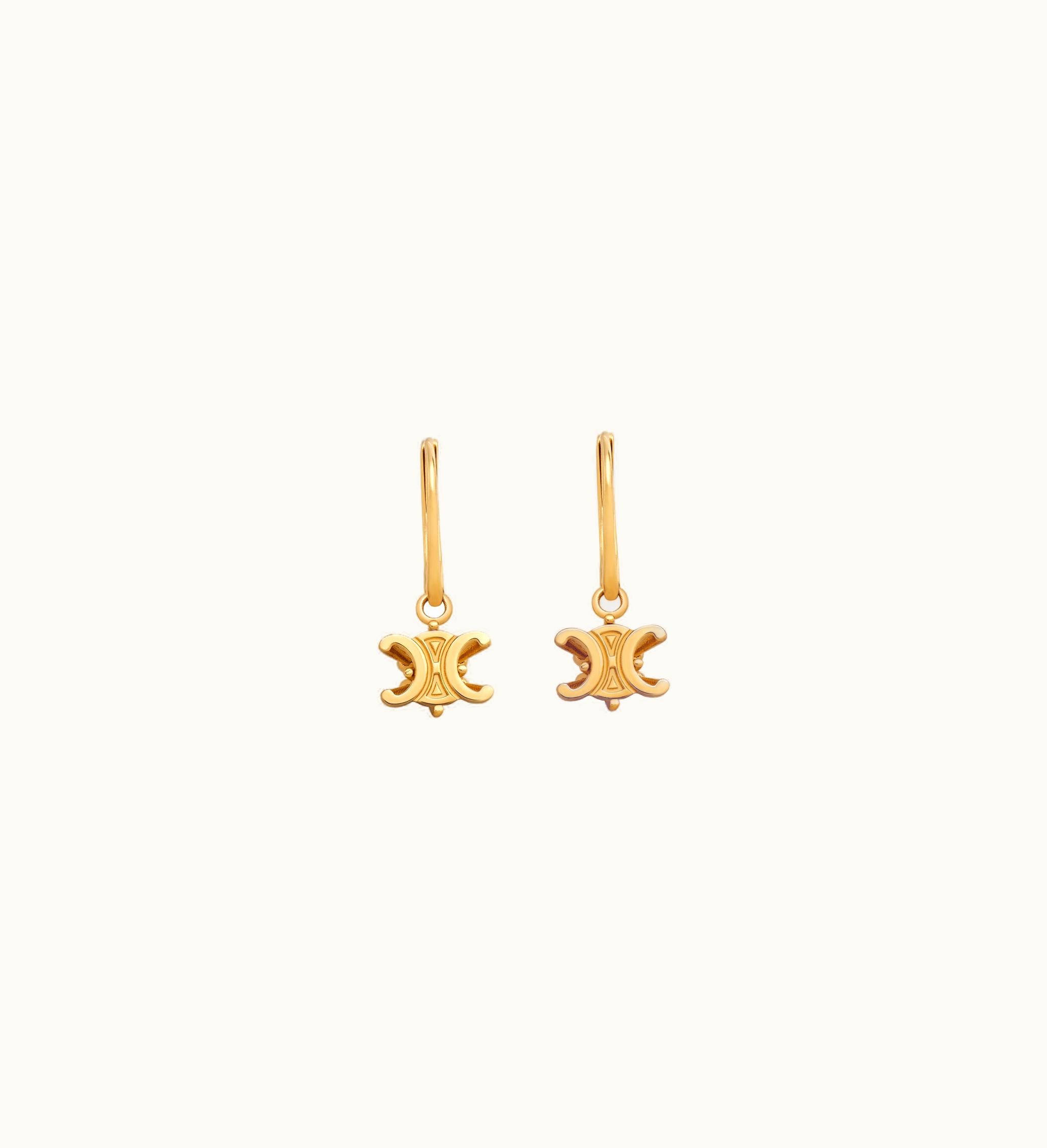 Celine Celine Triomphe Solitaire Earrings In Brass With Gold Finish - Gold