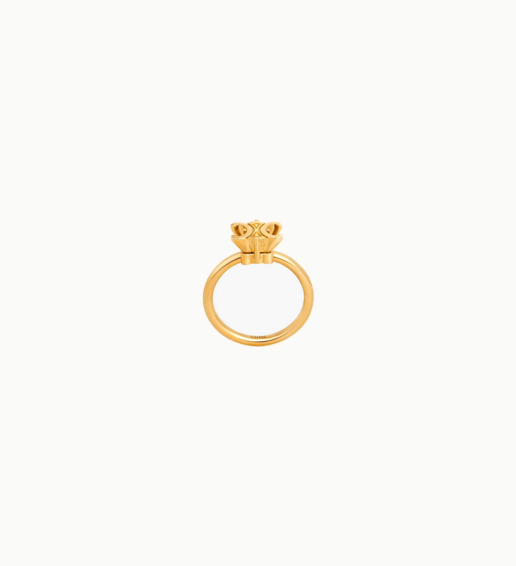 Celine Celine Triomphe Solitaire Ring In Brass With Gold Finish - Gold