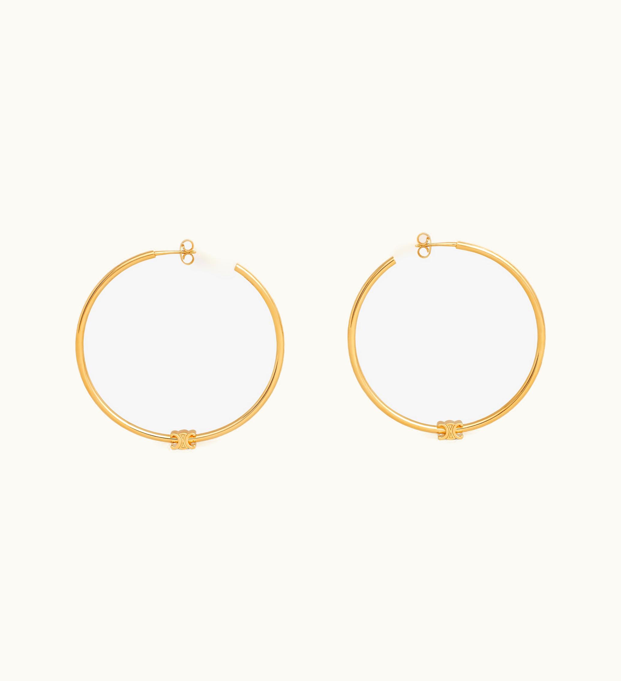 Celine Celine Triomphe Large Hoops In Brass With Gold Finish - Gold