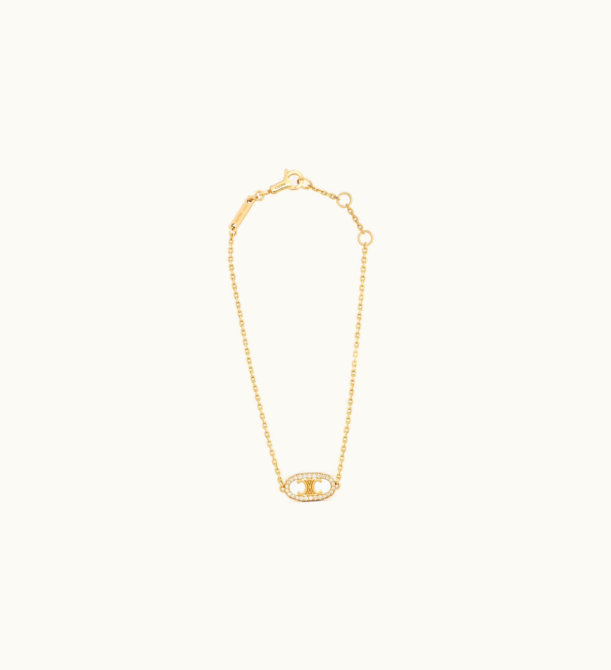 Celine Celine Maillon Triomphe Bracelet In Yellow Gold And Diamonds - Yellow Gold & White