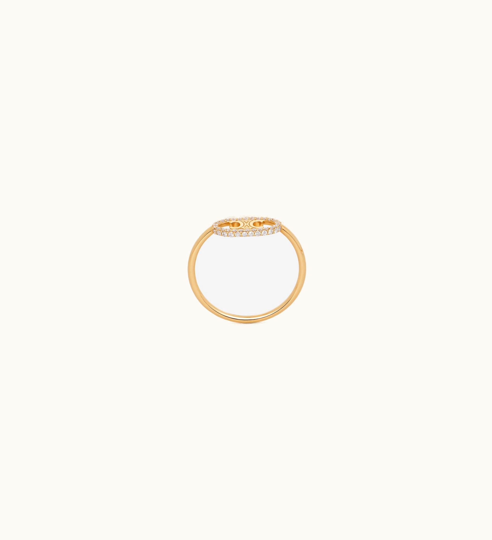 Celine Celine Maillon Triomphe Ring In Yellow Gold And Diamonds - Yellow Gold & White