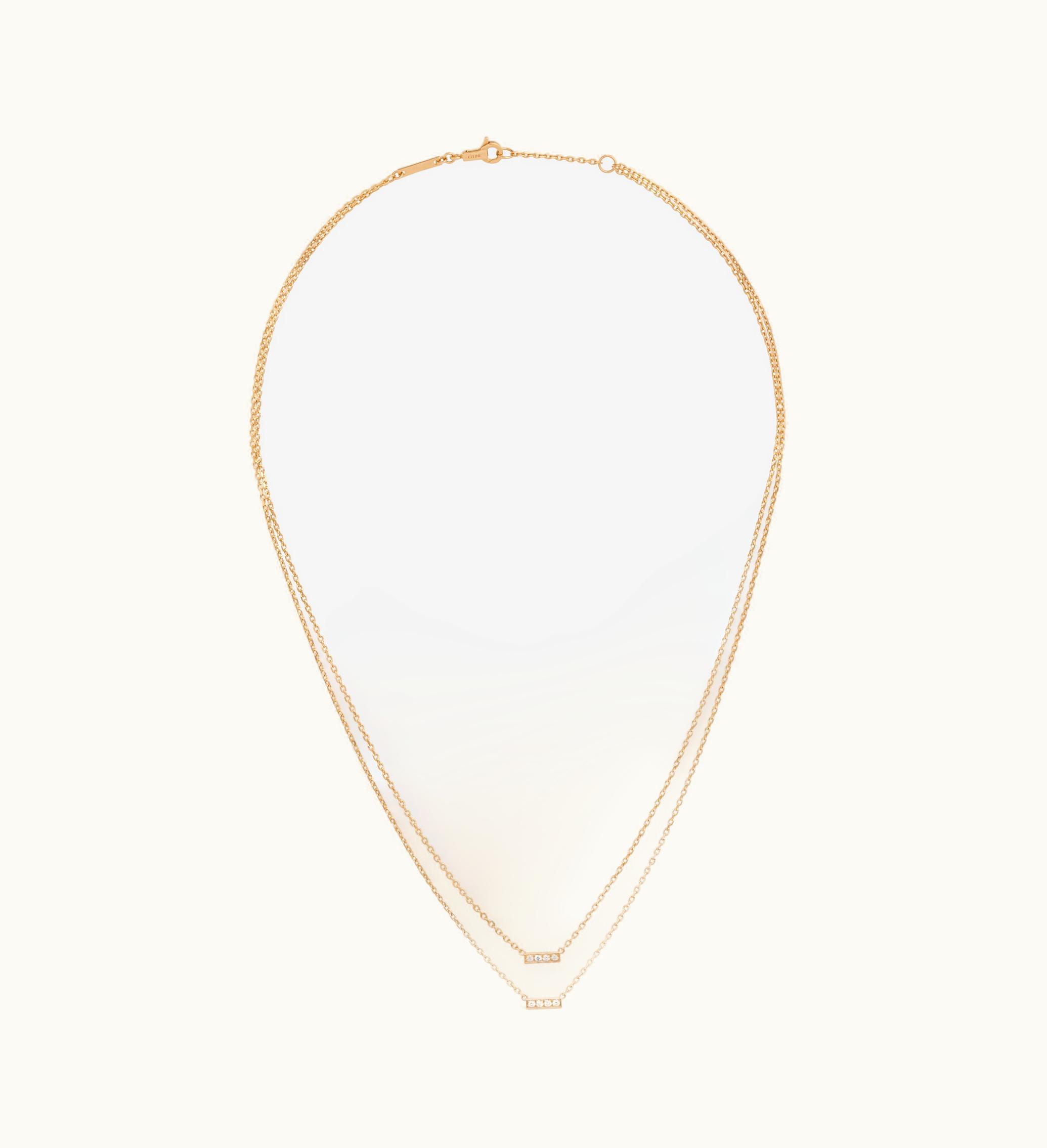 Celine Celine Line Double Necklace In Yellow Gold And Diamonds - Yellow Gold & White