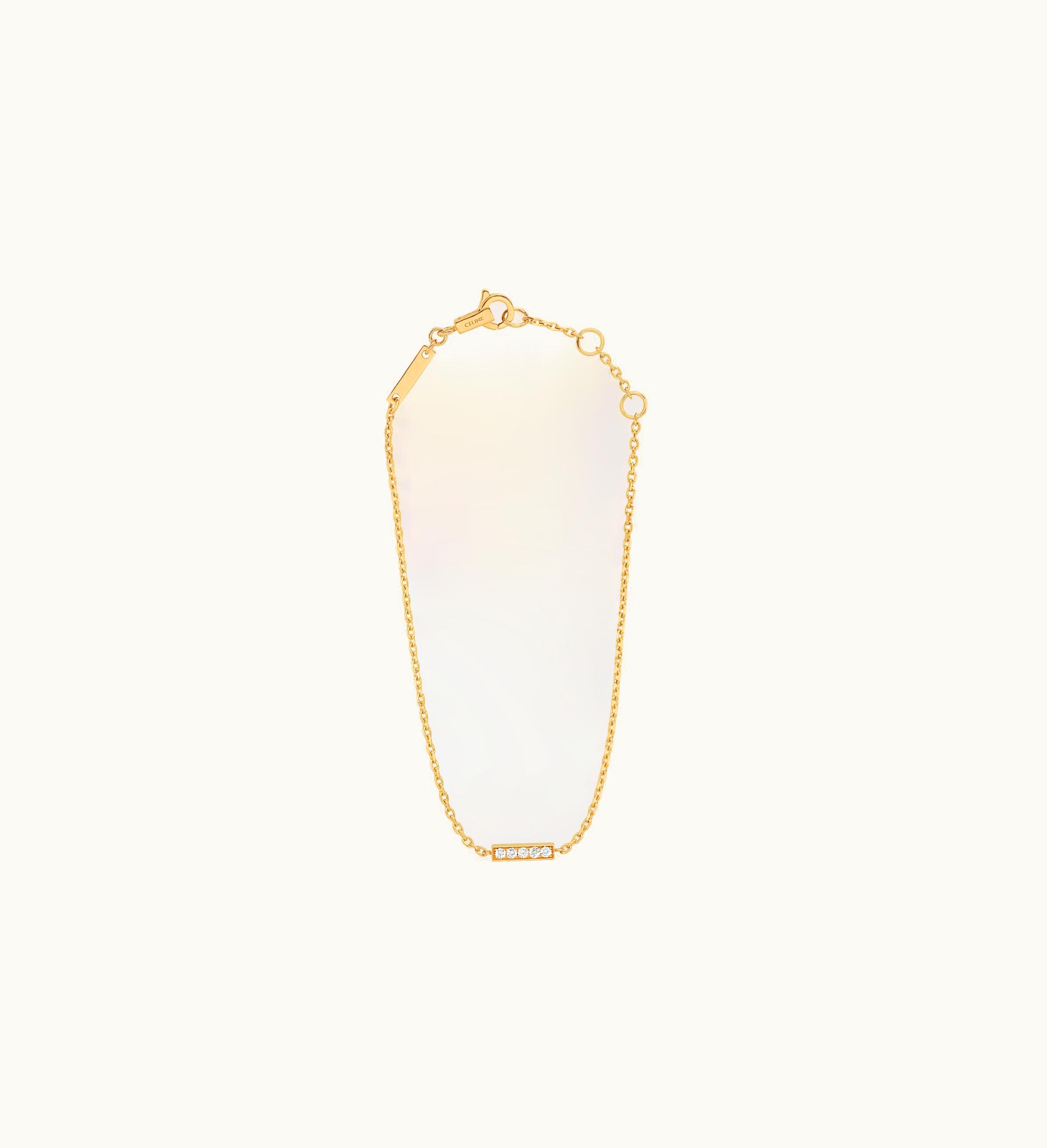 Celine Celine Line Bracelet In Yellow Gold And Diamonds - Yellow Gold & White
