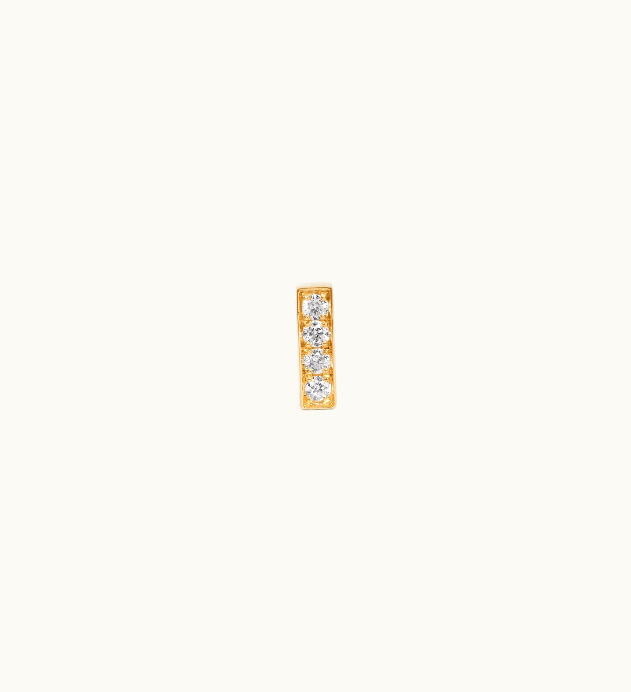 Celine Celine Line Stud In Yellow Gold And Diamonds - Yellow Gold & White