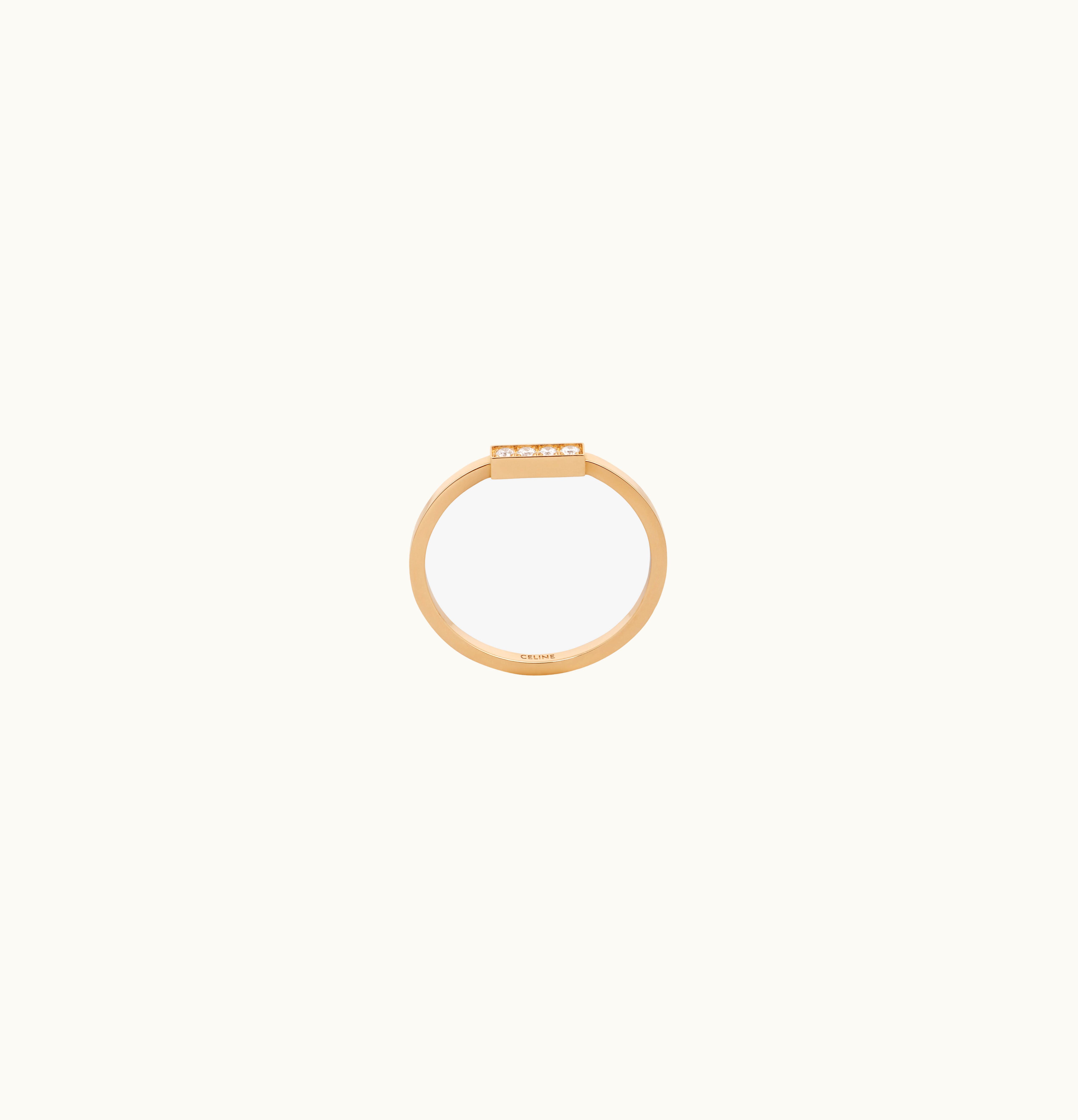 Celine Celine Line Ring In Yellow Gold And Diamonds - Yellow Gold & White