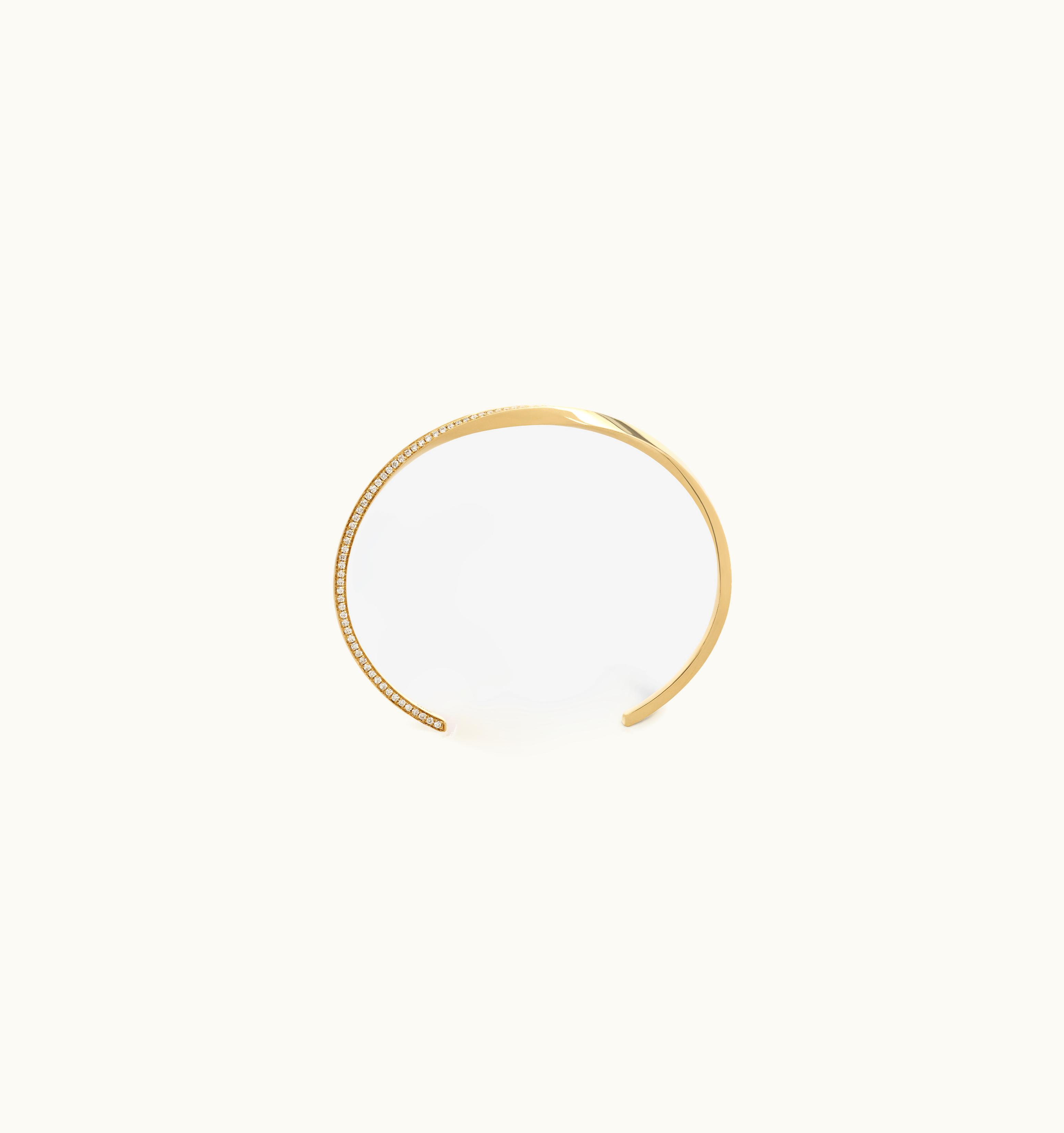 Celine Celine Torsion Bracelet In Yellow Gold And Diamonds - Yellow Gold & White