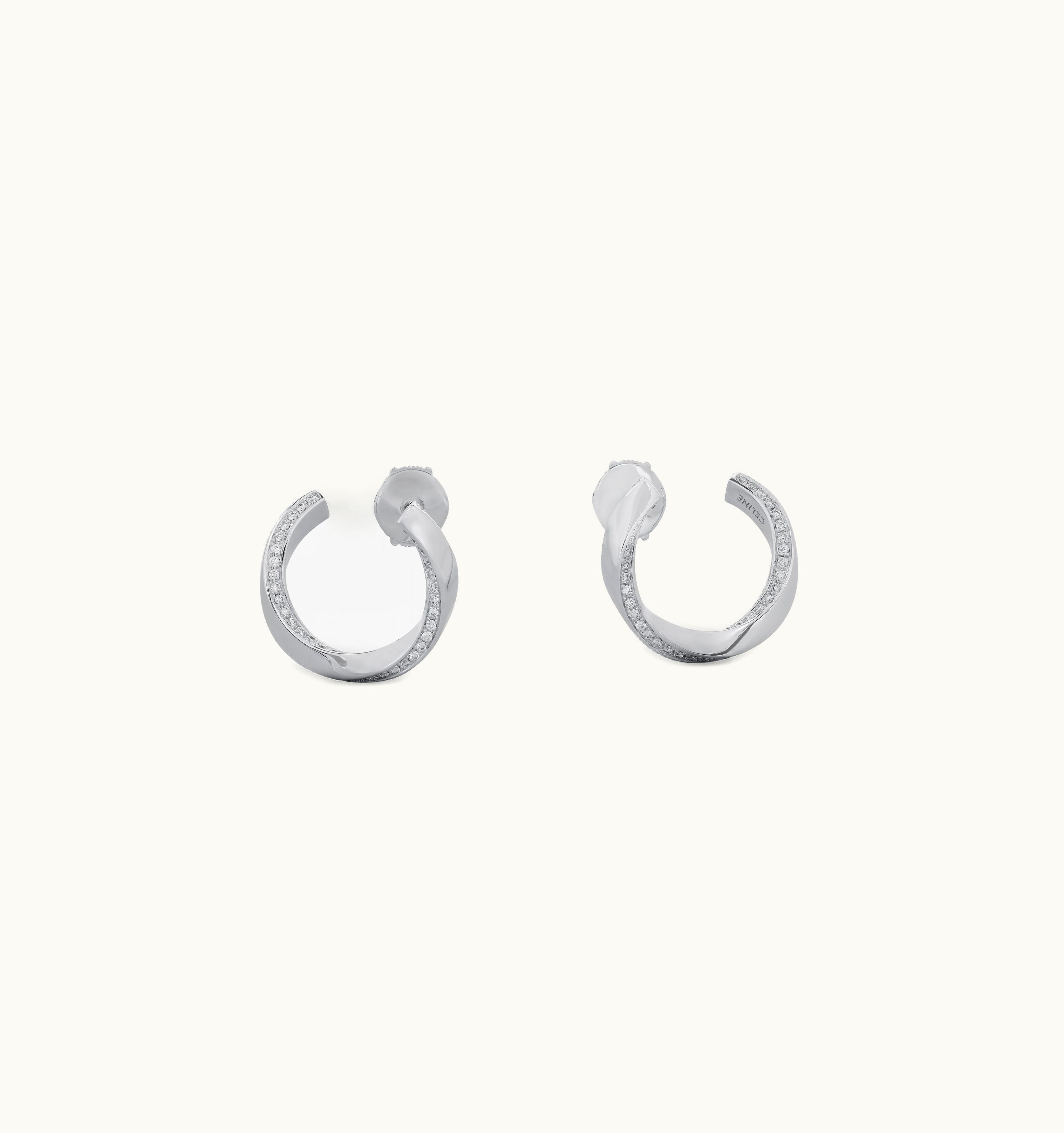 Celine Celine Torsion Earrings In White Gold And Diamonds - White Gold & White