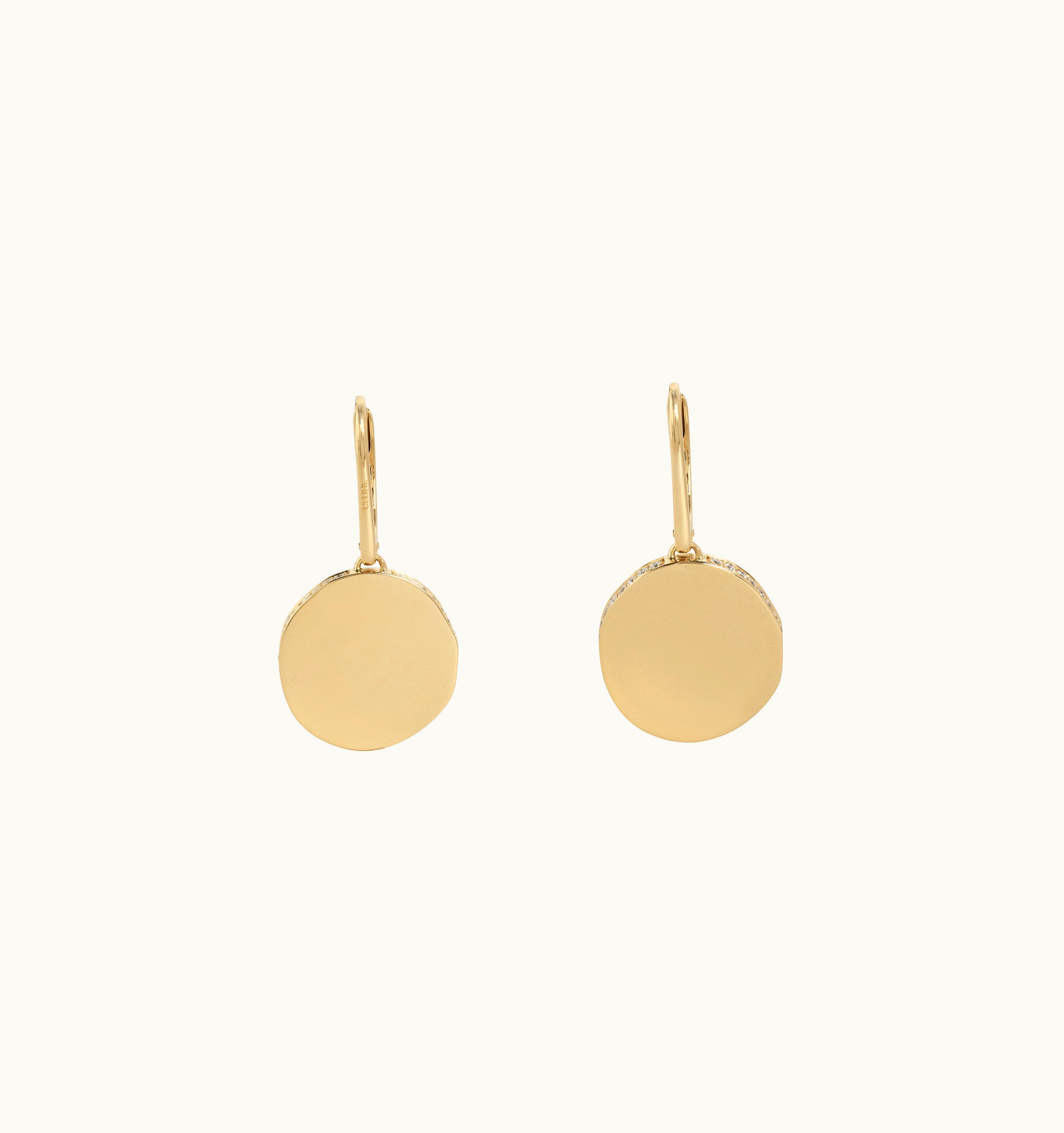 Celine Medaille Celine Earrings In Yellow Gold And Diamonds - Yellow Gold & White