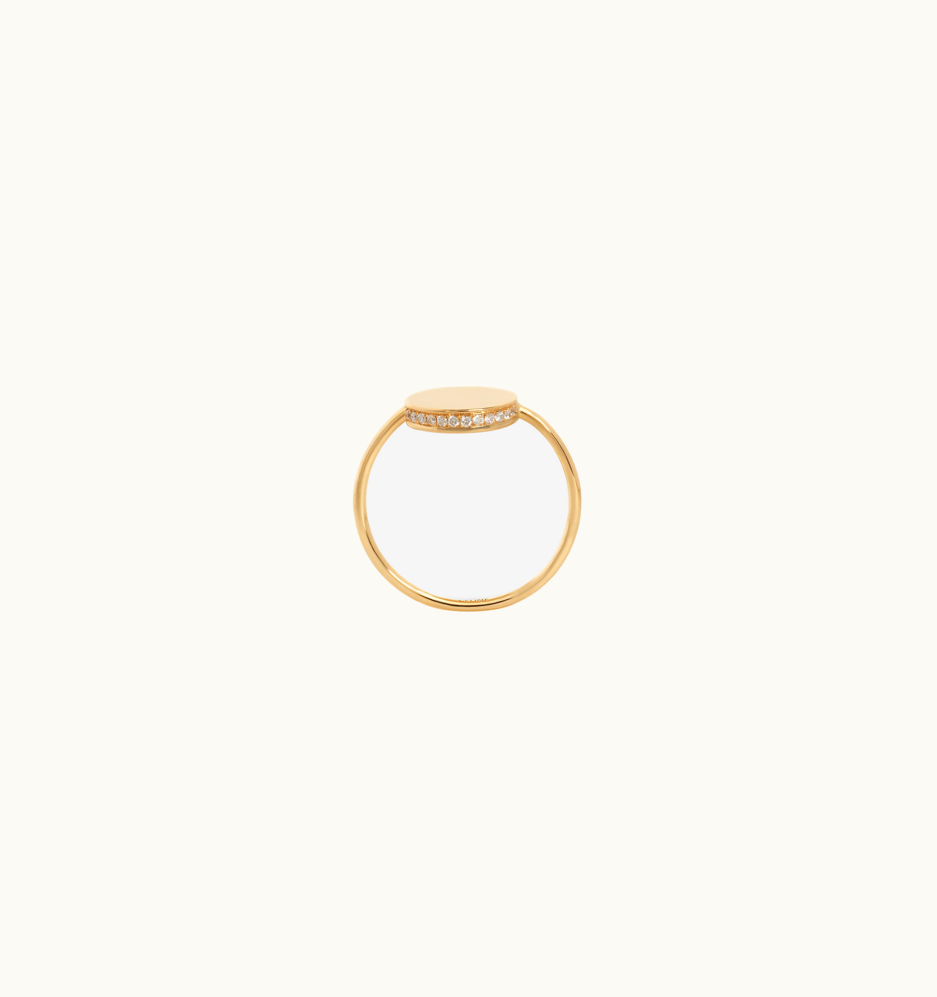 Celine Medaille Celine Ring In Yellow Gold And Diamonds - Yellow Gold & White