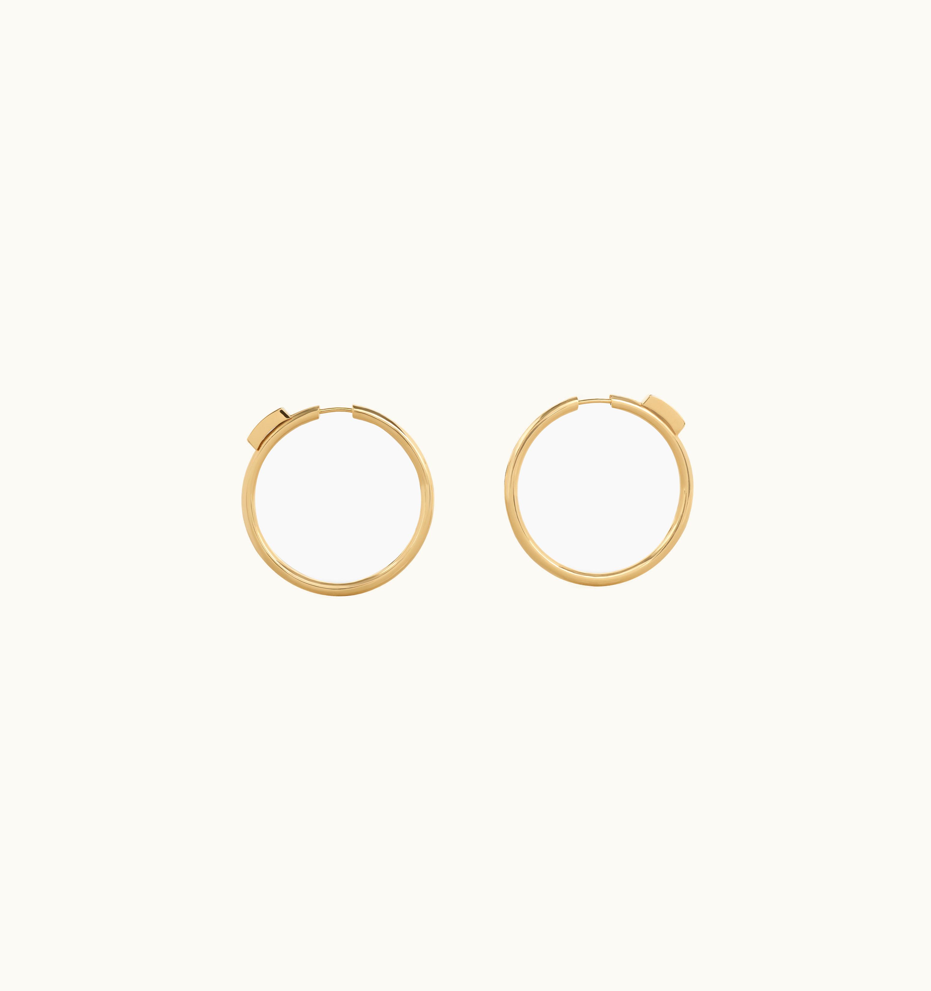 Celine Celine Systeme Large Hoops In Yellow Gold And Diamonds - Yellow Gold & White