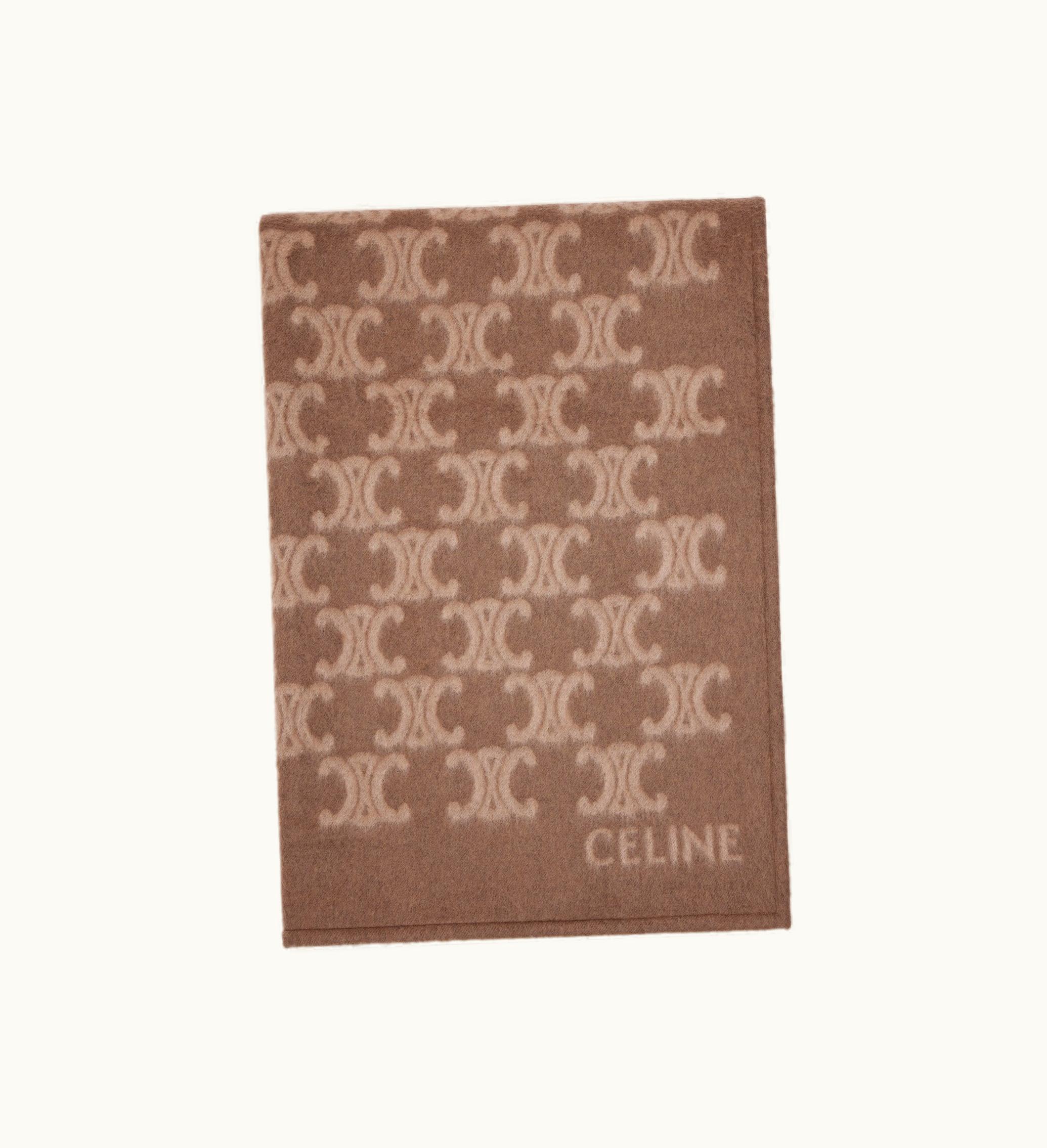 Celine Celine Blanket In Monogram Wool - Camel / Beige