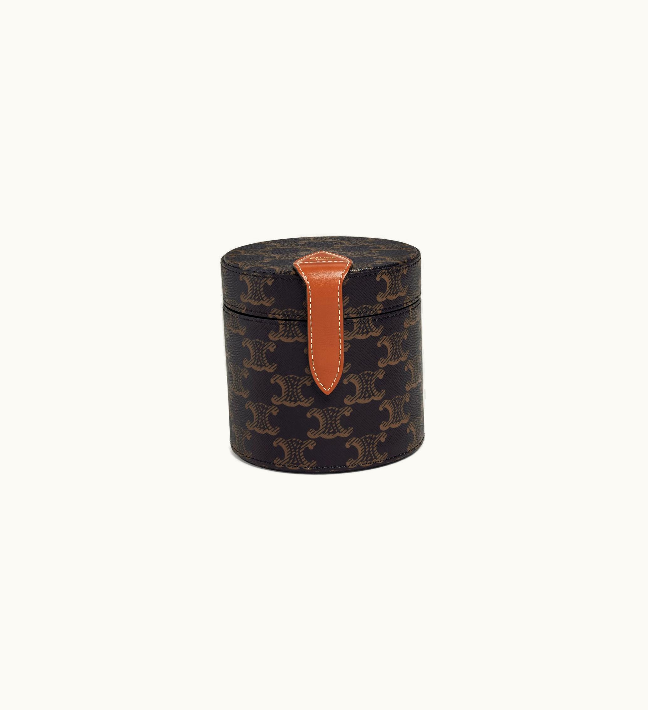Celine Celine Candle Holder In Triomphe Canvas And Calfskin - Tan
