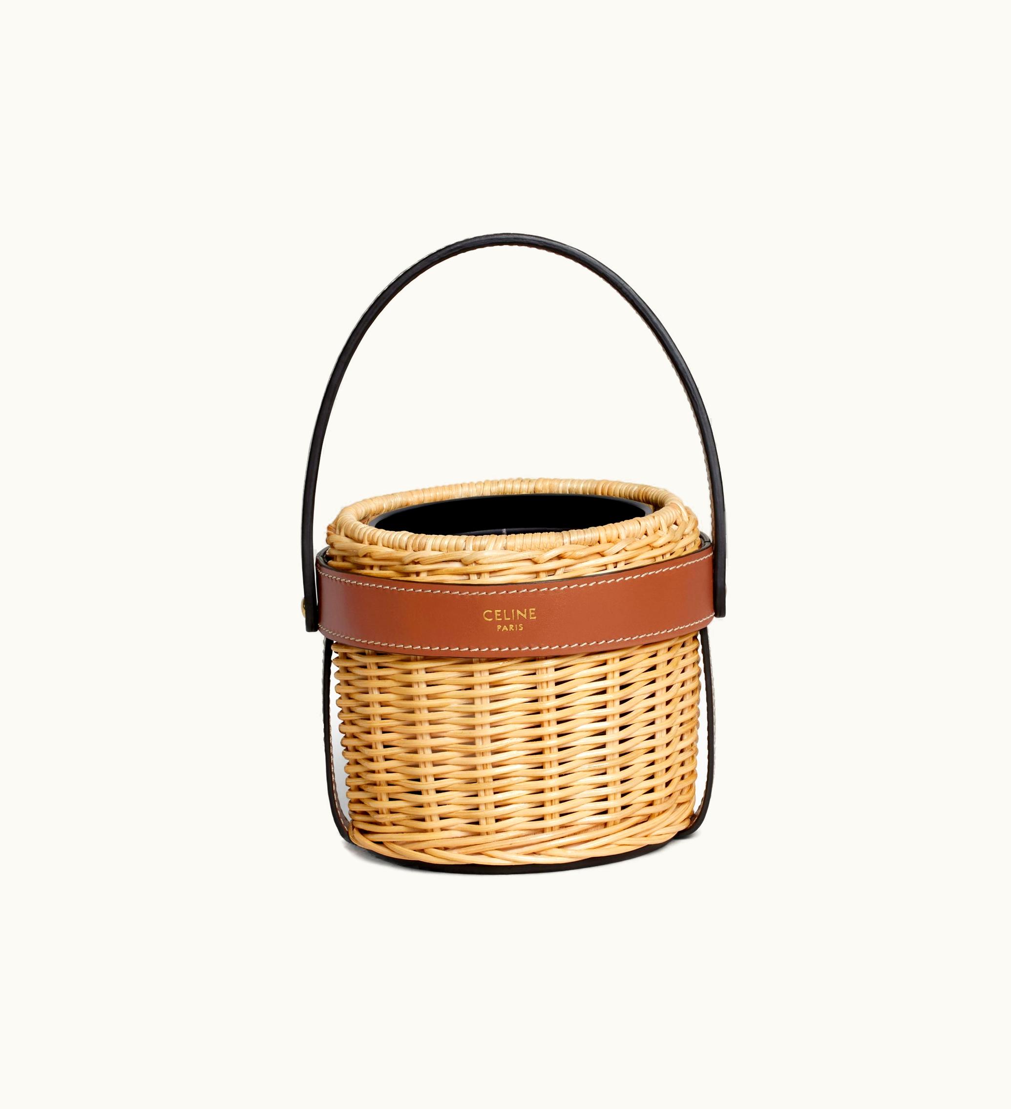 Celine Celine Candle Holder In Rattan And Calfskin - Tan