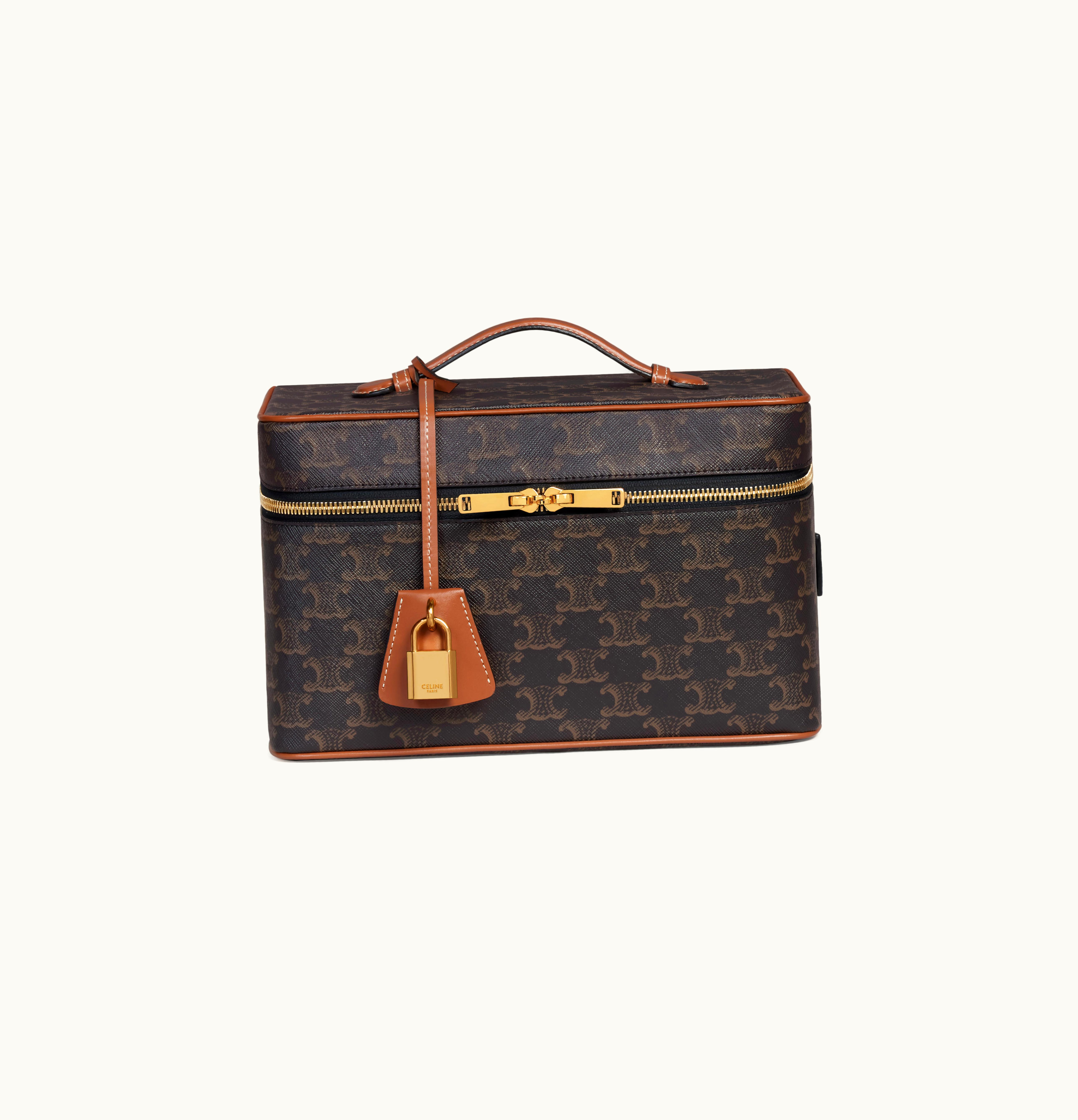 Celine Celine Travel Vanity Case In Triomphe Canvas And Calfskin - Tan