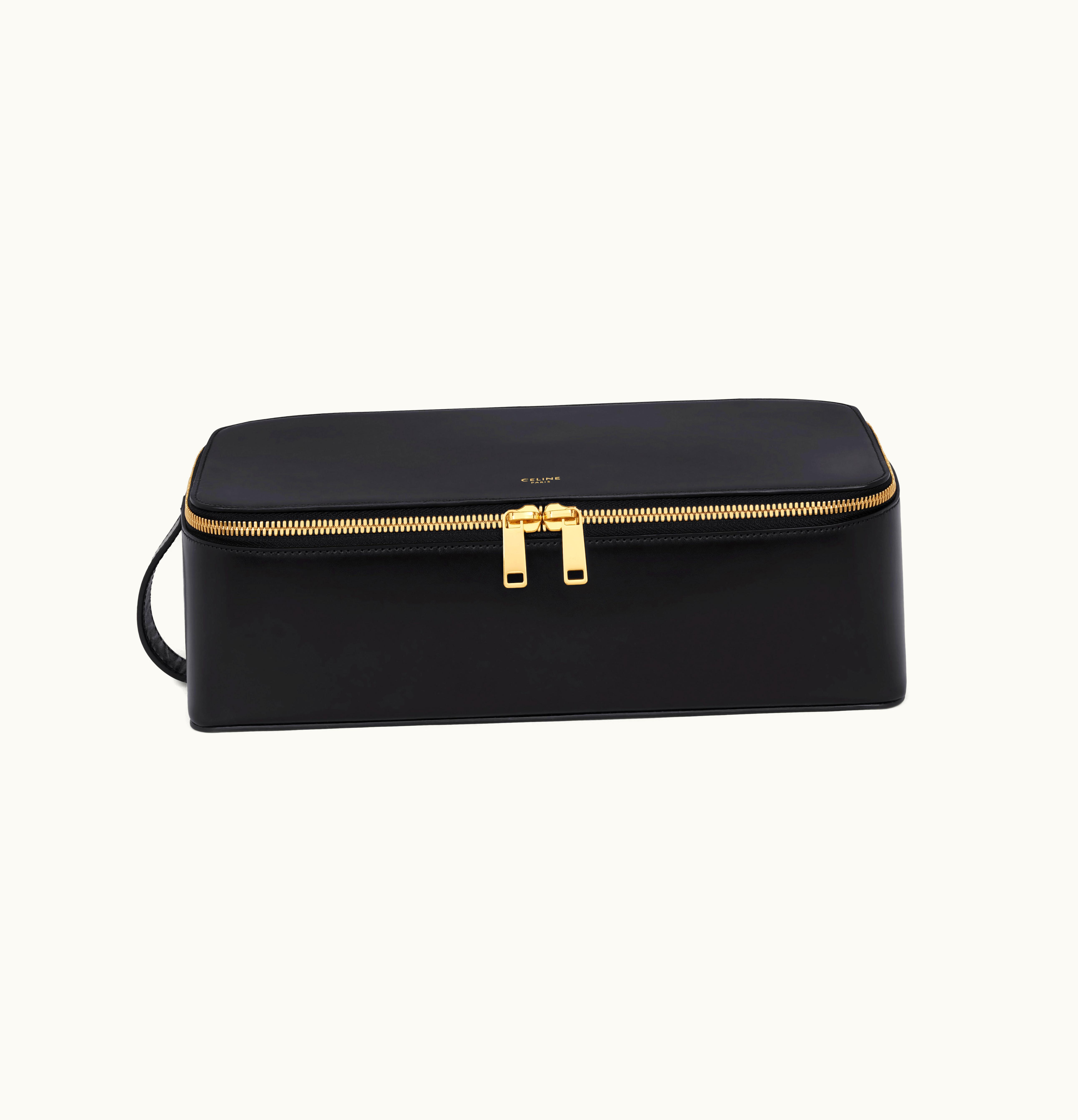 Celine Celine Large Toiletry Case In Shiny Calfskin - Black