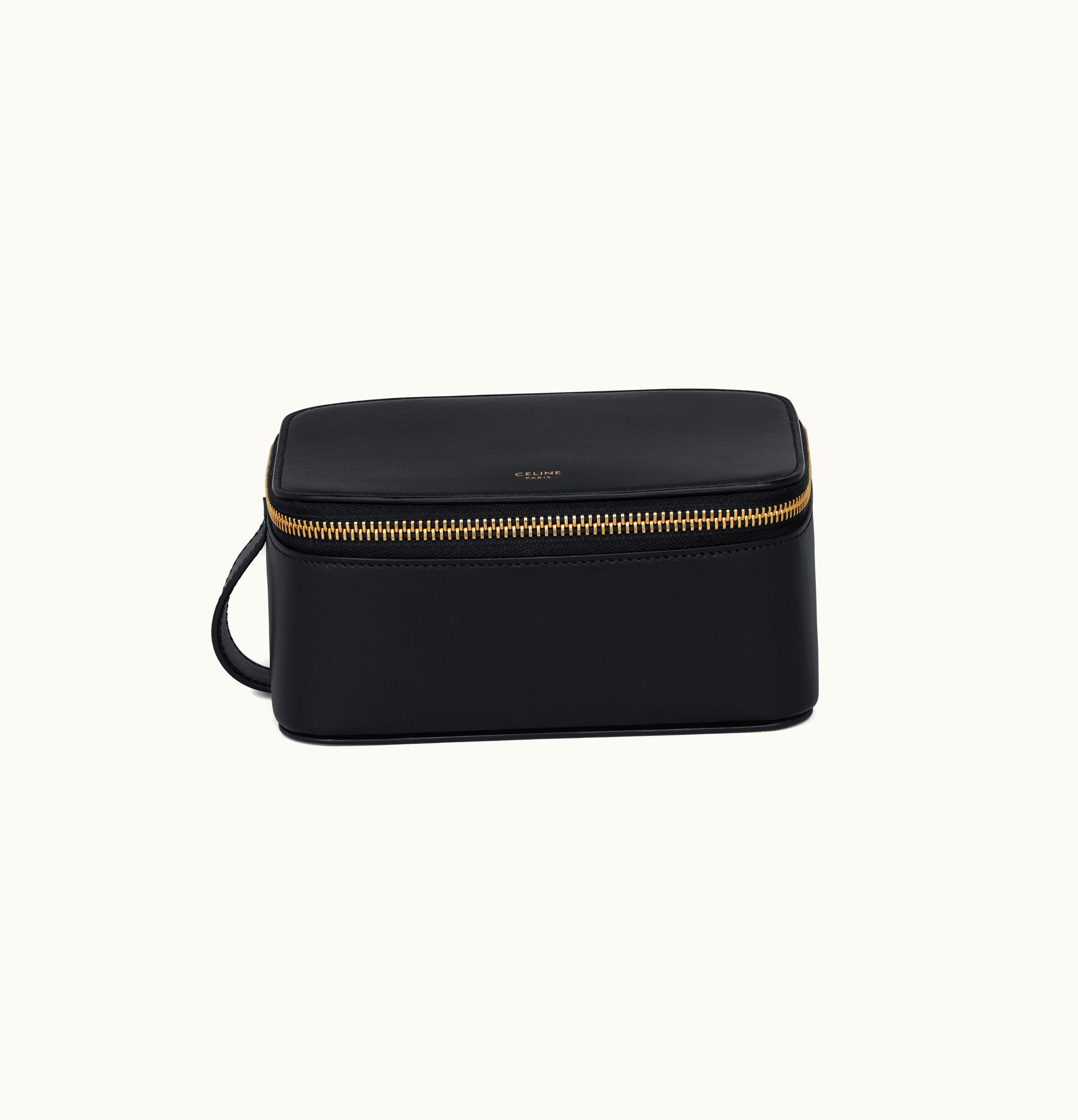 Celine Celine Small Toiletry Case In Shiny Calfskin - Black