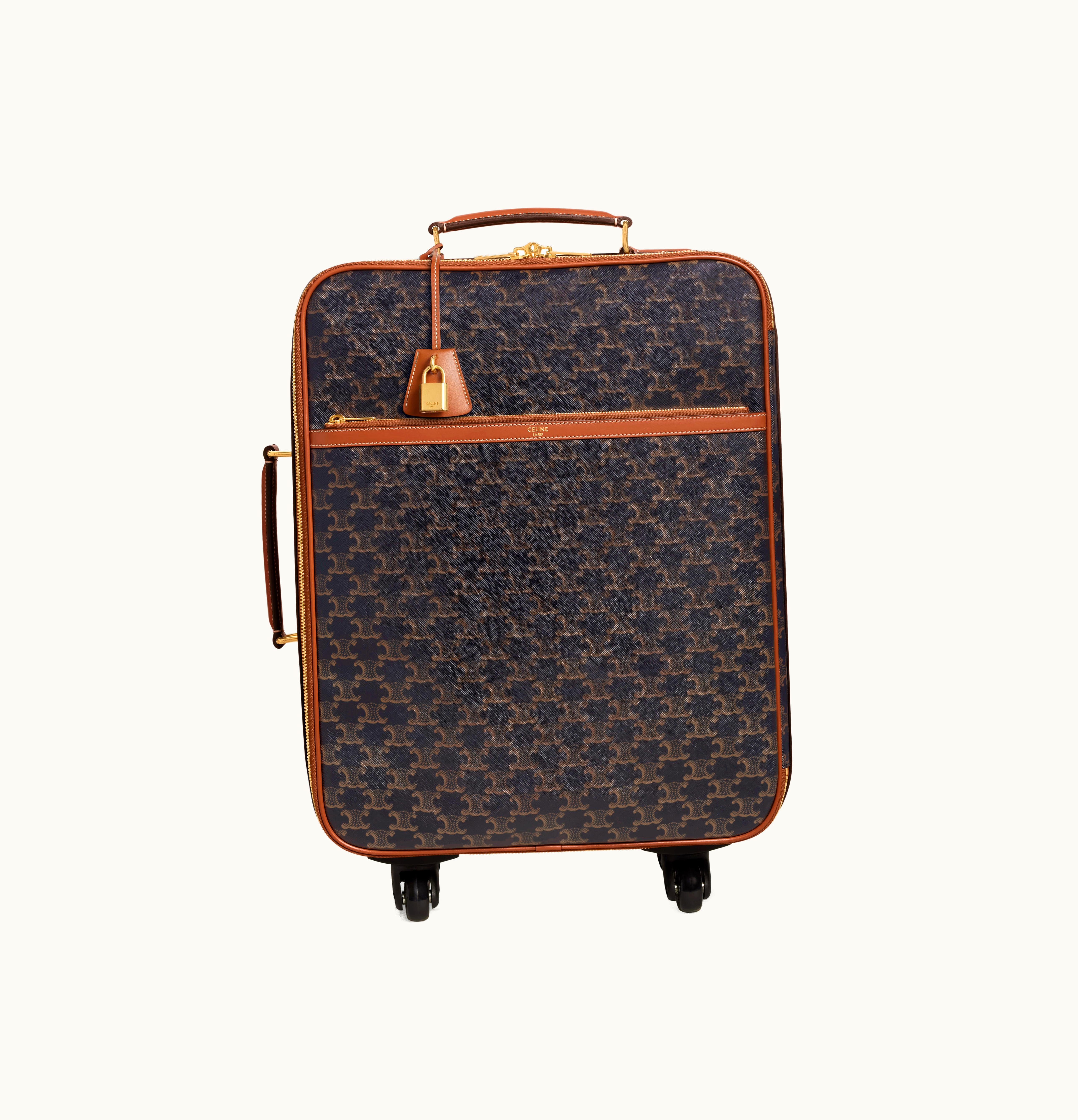 Celine Celine Small Trolley In Triomphe Canvas And Calfskin - Tan