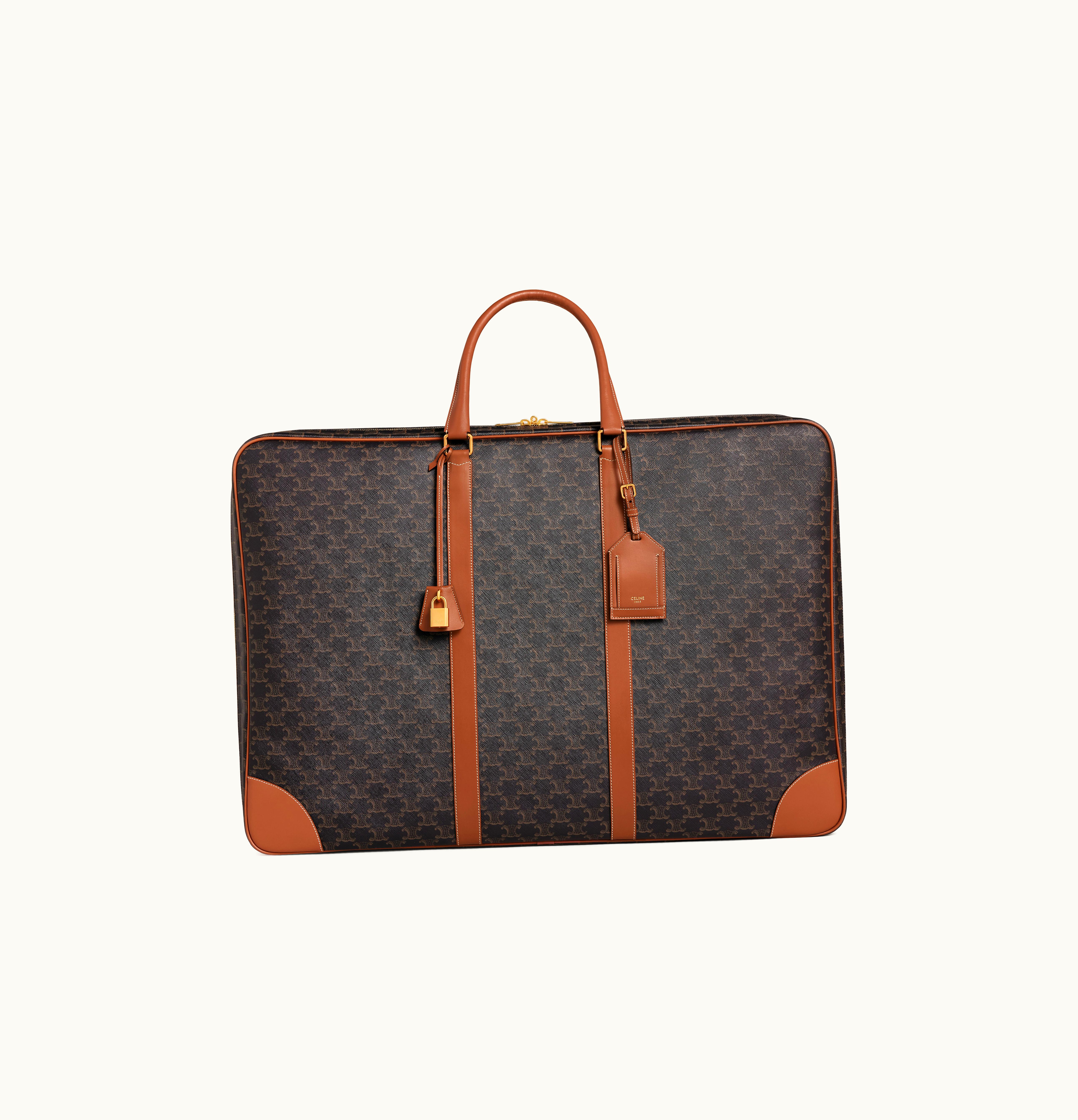 Celine Celine Soft Luggage 70 In Triomphe Canvas And Calfskin - Tan