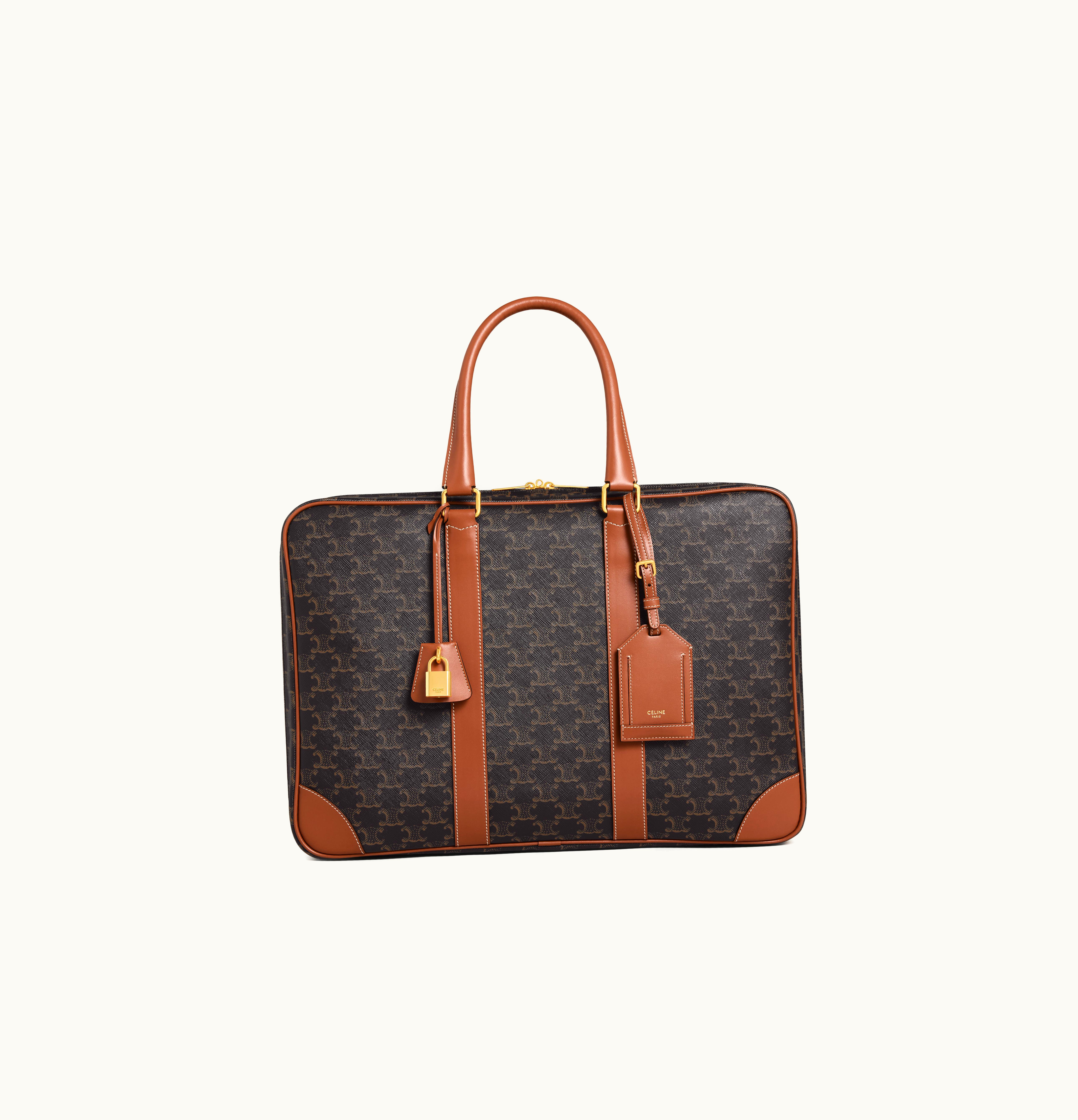 Celine Celine Soft Luggage 45 In Triomphe Canvas And Calfskin - Tan