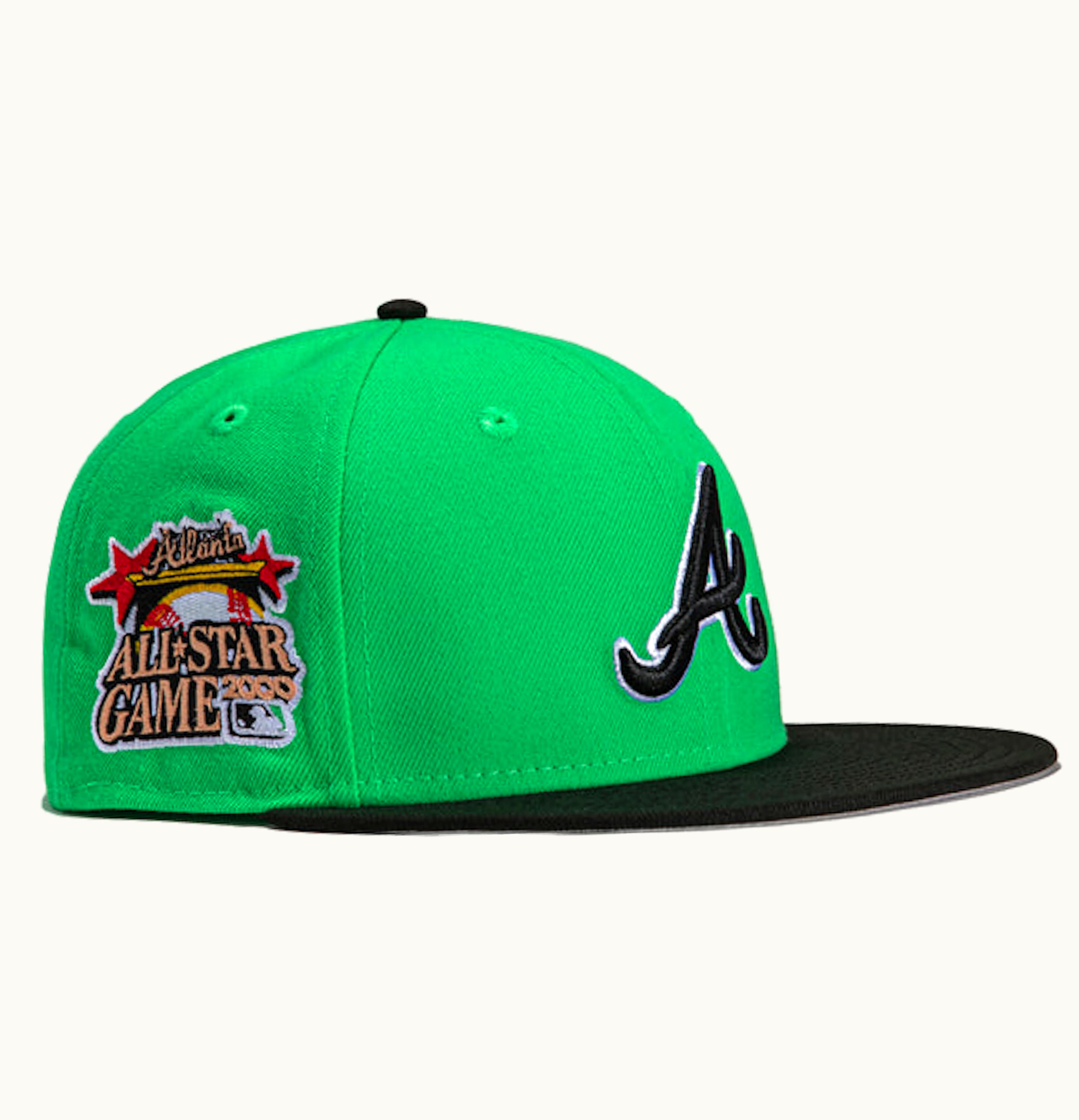 New Era New Era x Hat Club Exclusive Cereal Pack Bonus Flavors Atlanta Braves 2000 All Star Game Patch 59Fifty Fitted Hat Lime Green Black