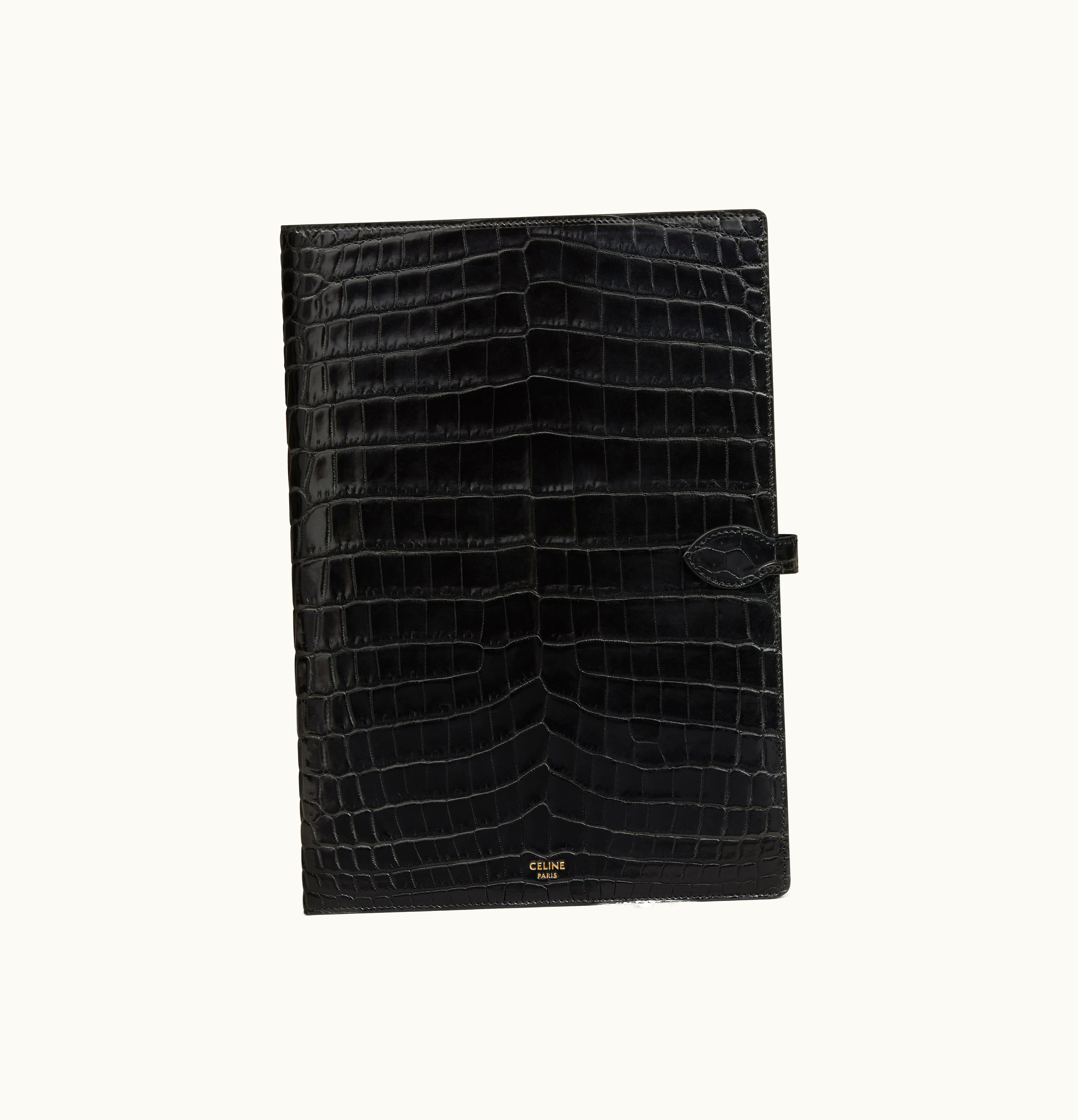 Celine Celine Large Notebook Cover In Crocodile - Black