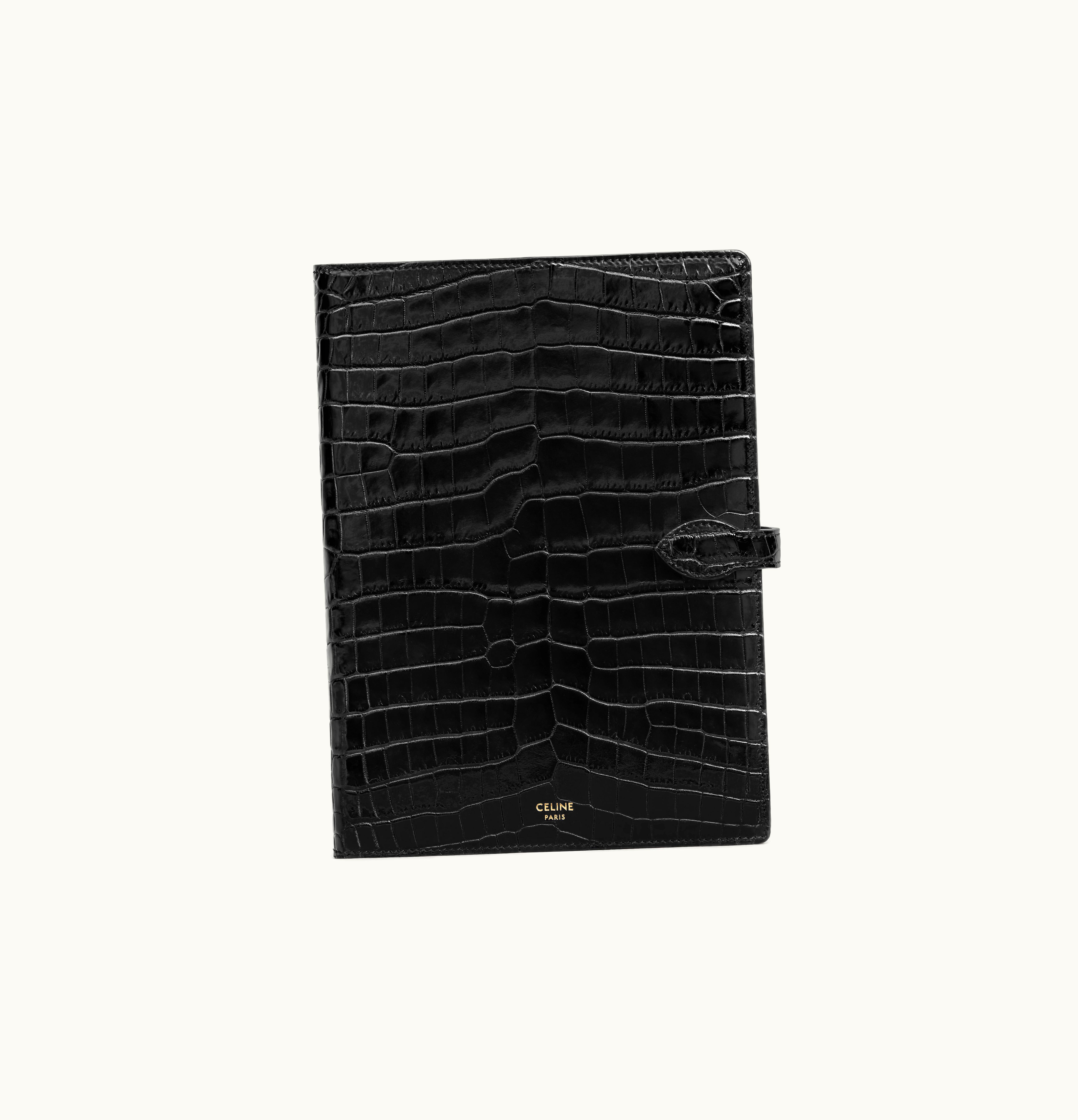 Celine Celine Medium Notebook Cover In Crocodile - Black