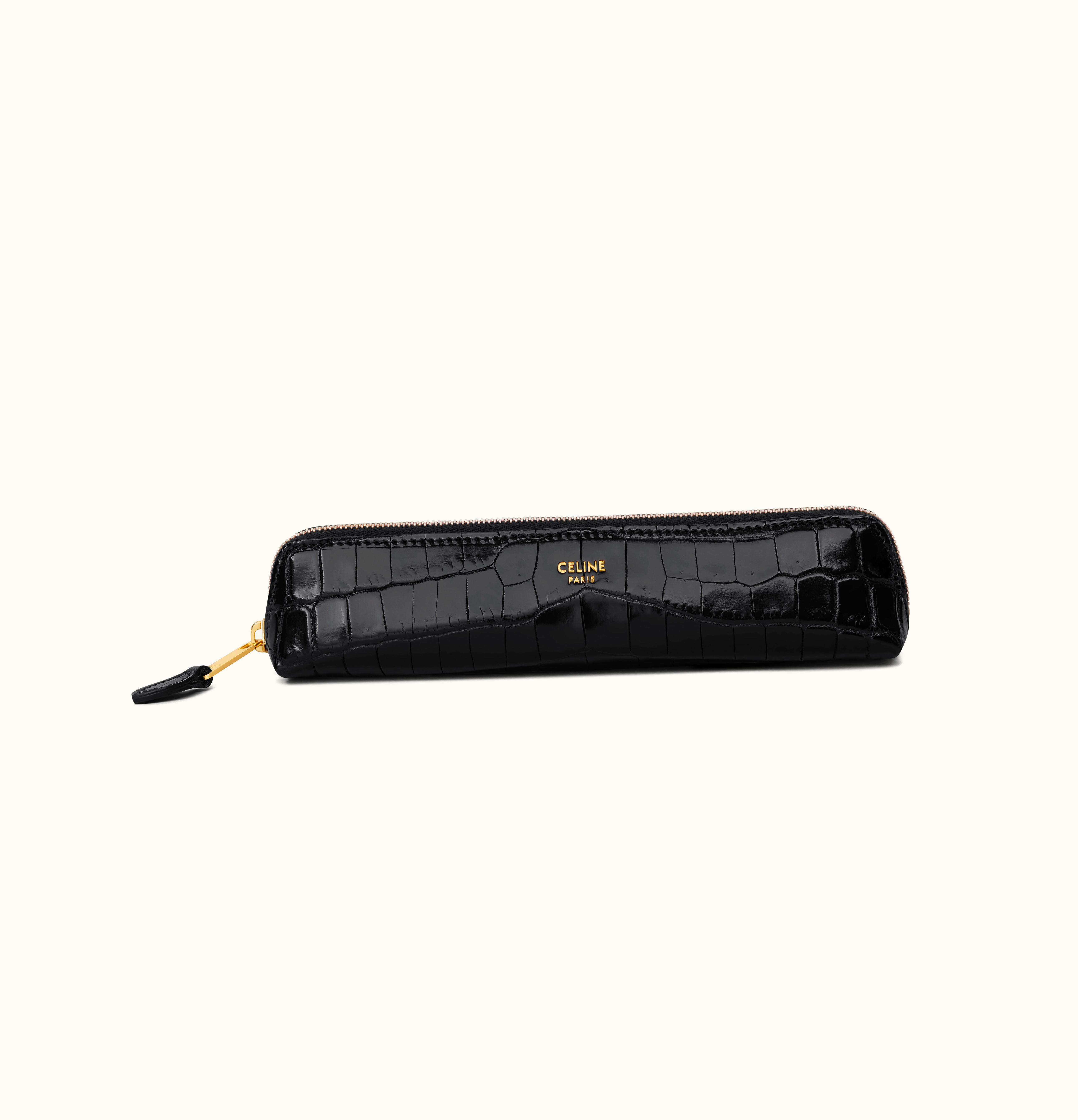 Celine Celine Pencil Case In Crocodile - Black