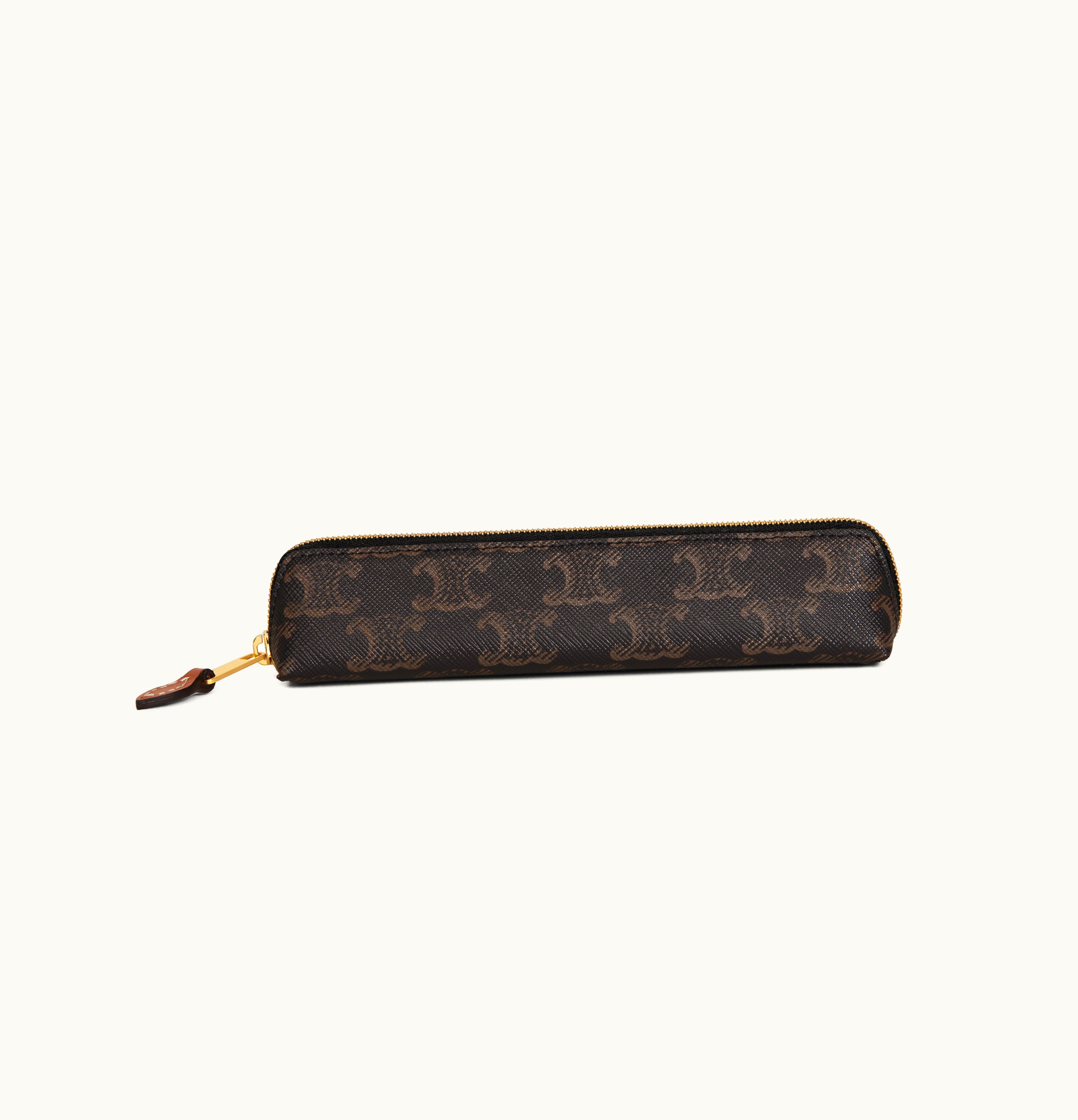 Celine Celine Pencil Case Triomphe Canvas - Black / Tan