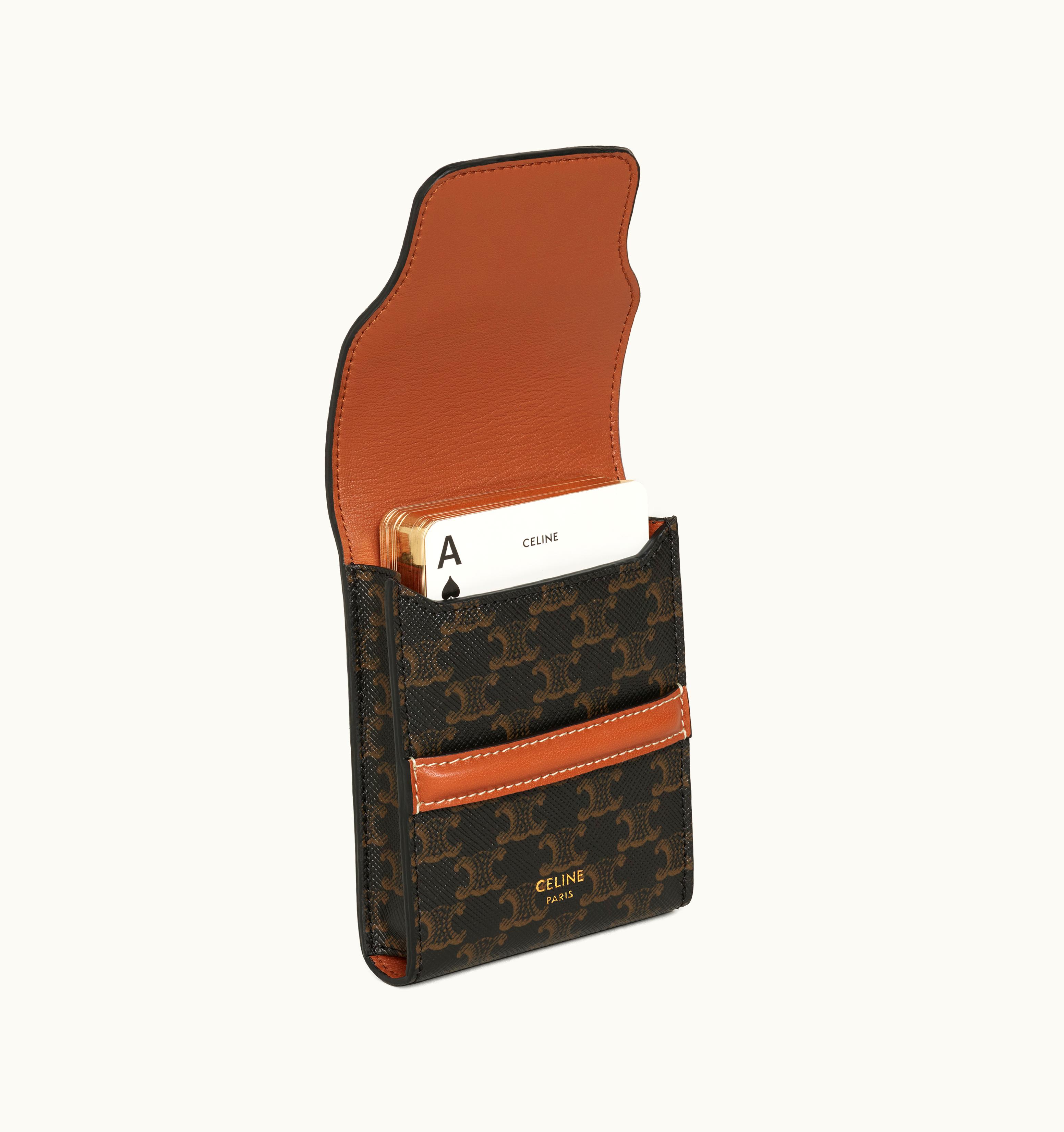 Celine Celine Playing Cards Case In Triomphe Canvas And Lambskin - Black / Black