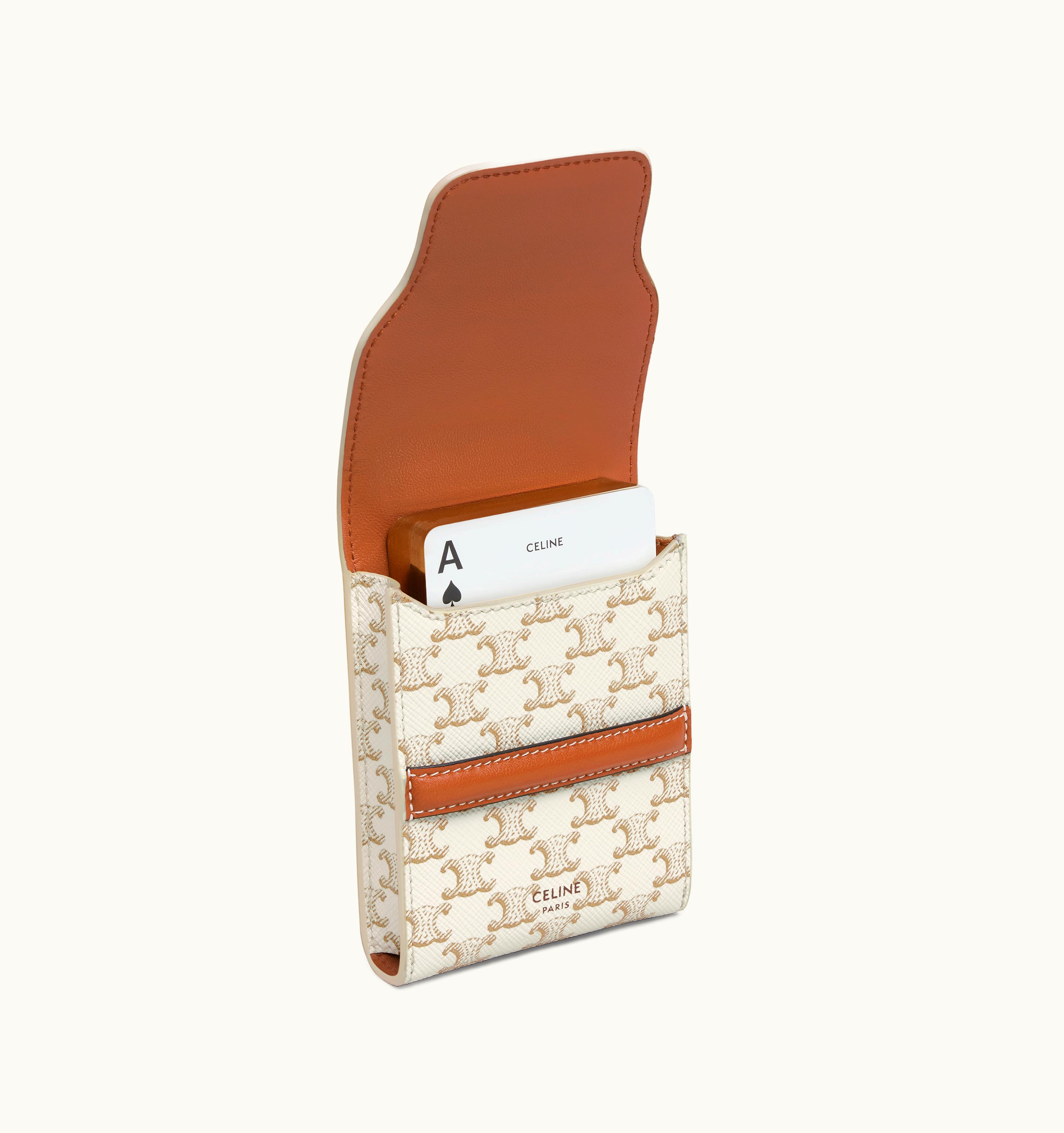 Celine Celine Playing Cards Case In Triomphe Canvas And Lambskin - White / White