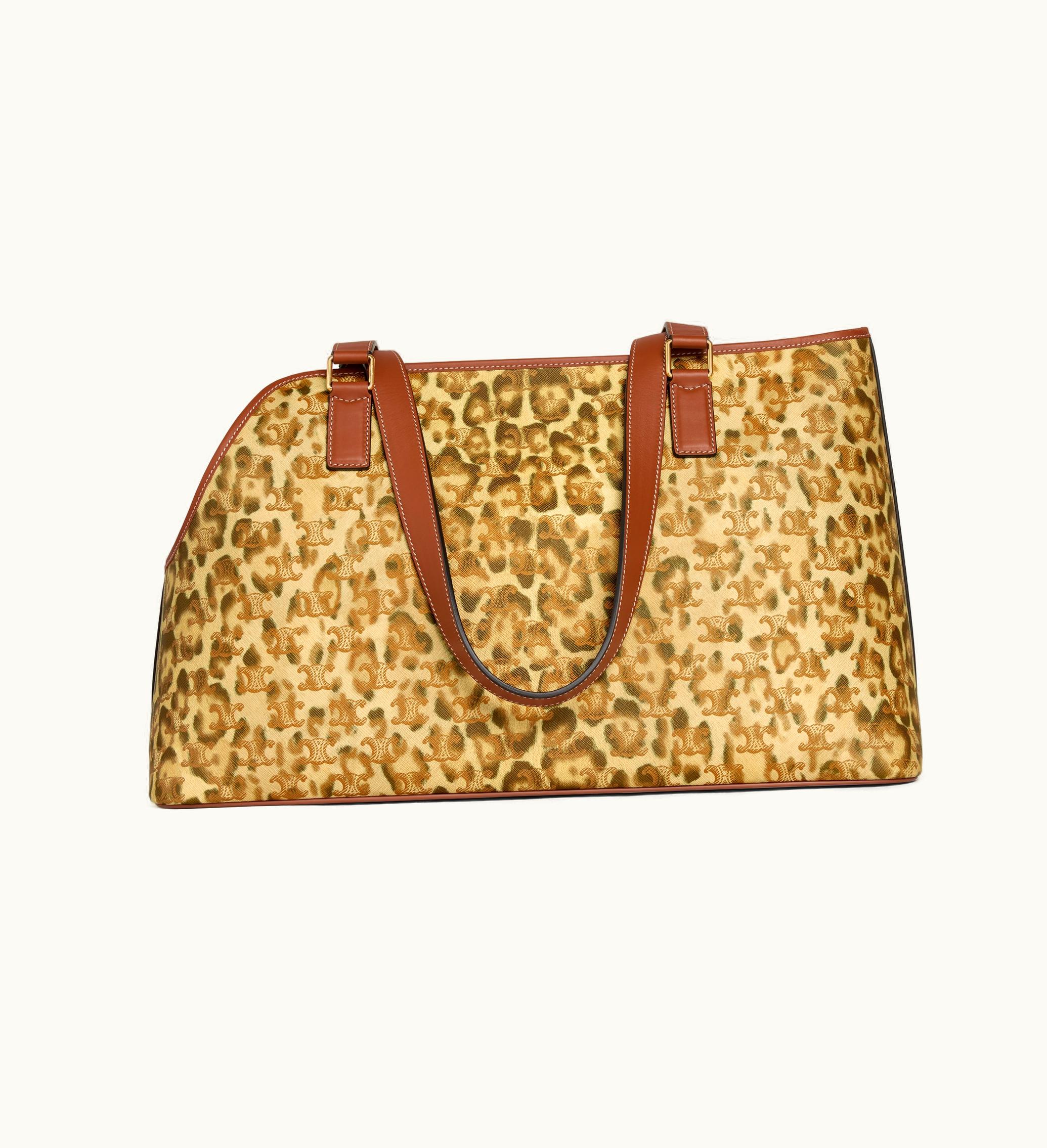 Celine Celine Dog Cabas In Triomphe Canvas With Leopard Print And Calfskin - Leopard