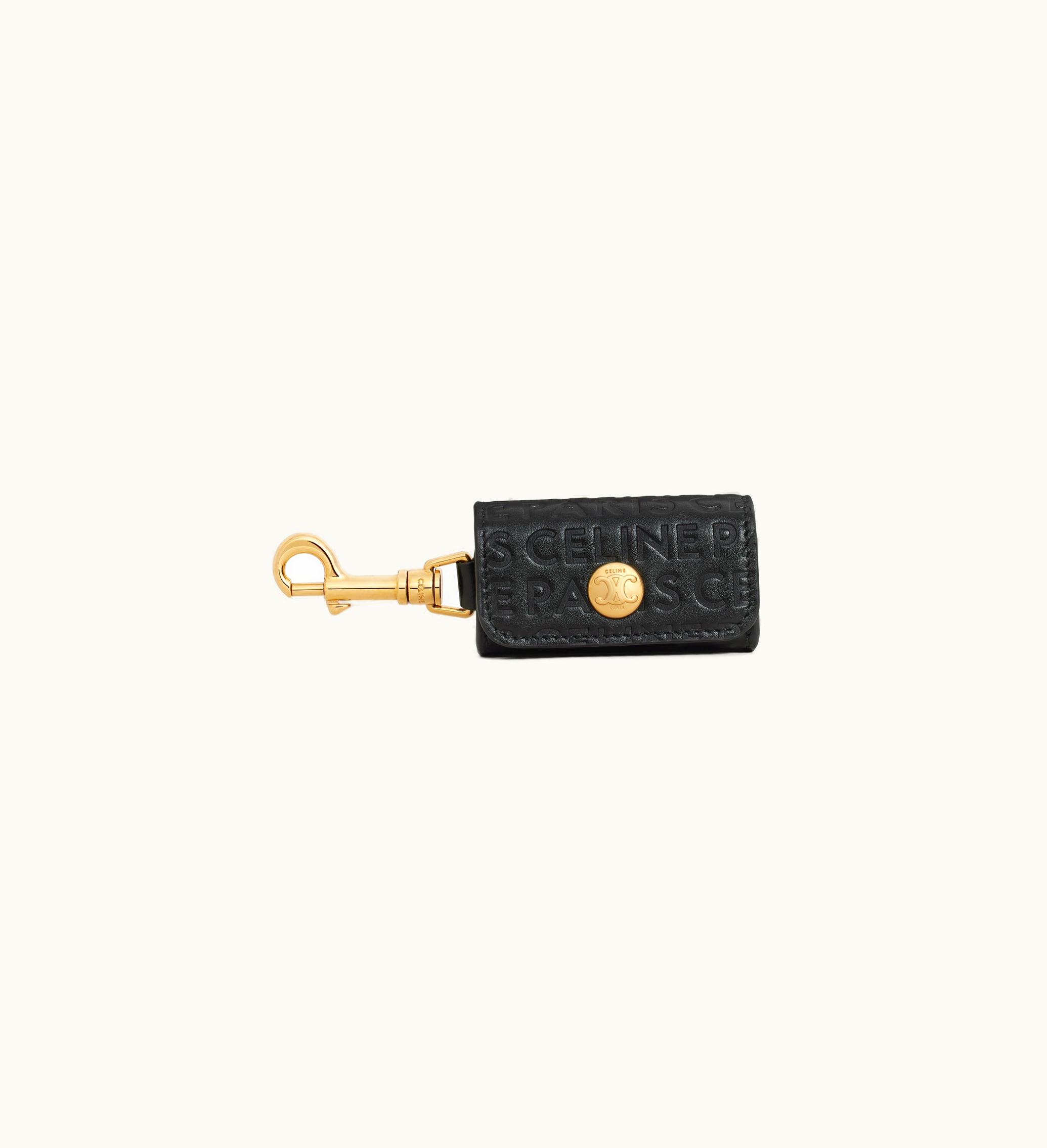 Celine Dog Bags Holder In Smooth Calfskin With Celine Embossed - Black