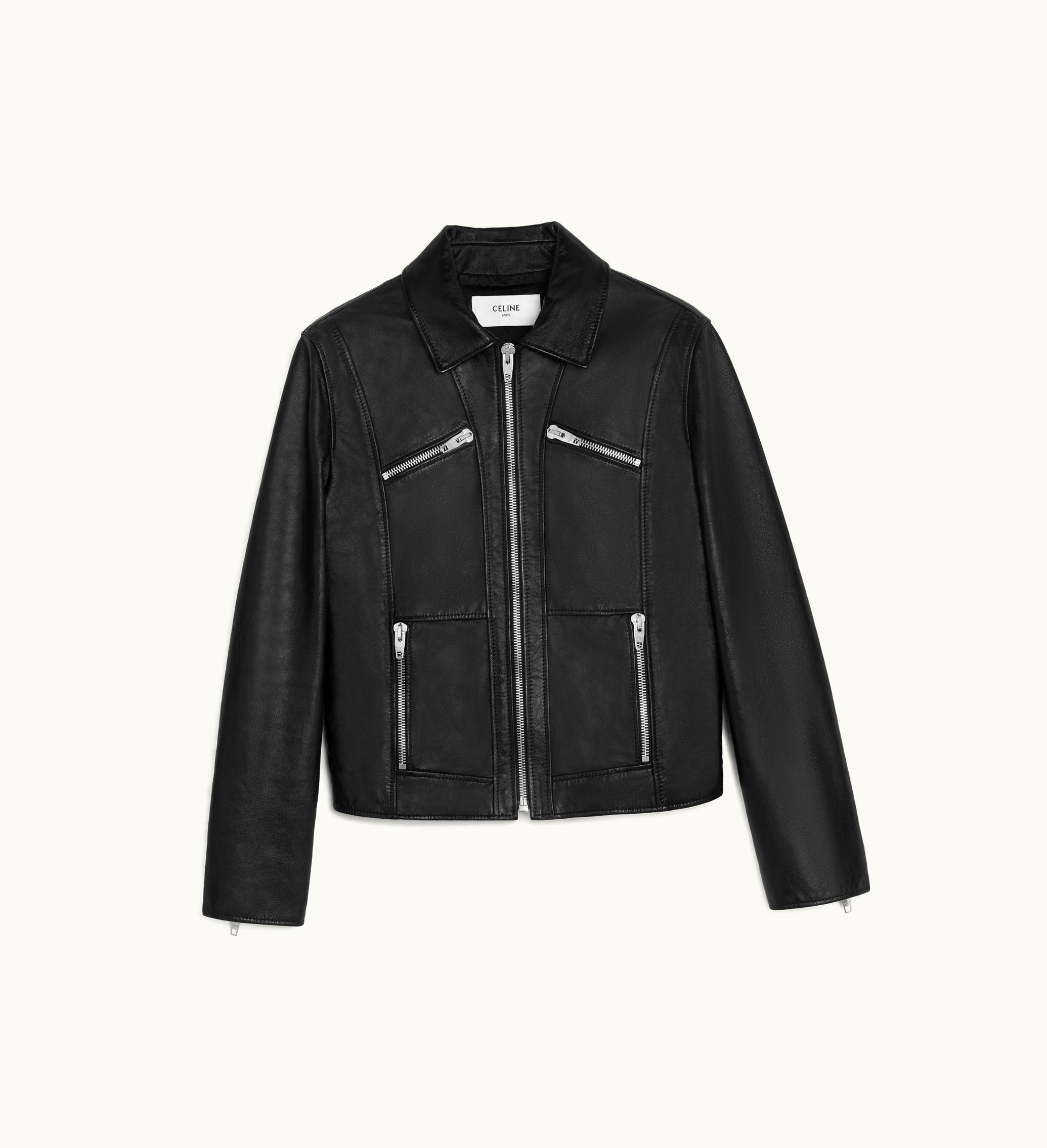 Celine Celine Straight Blouson Jacket In Soft Lambskin - Black