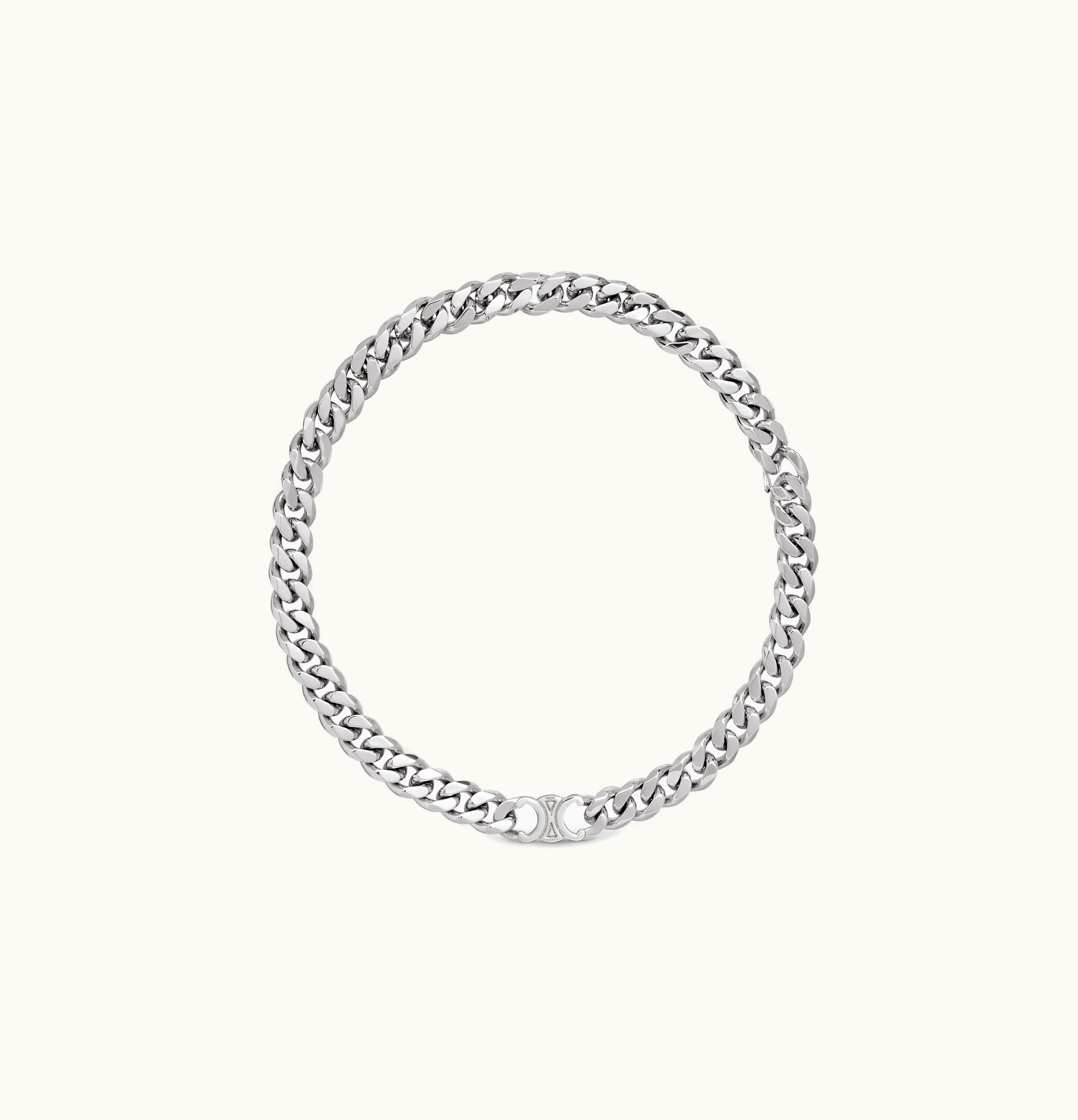 Celine Celine Triomphe Gourmette Necklace In Brass With Rhodium Finish - Silver