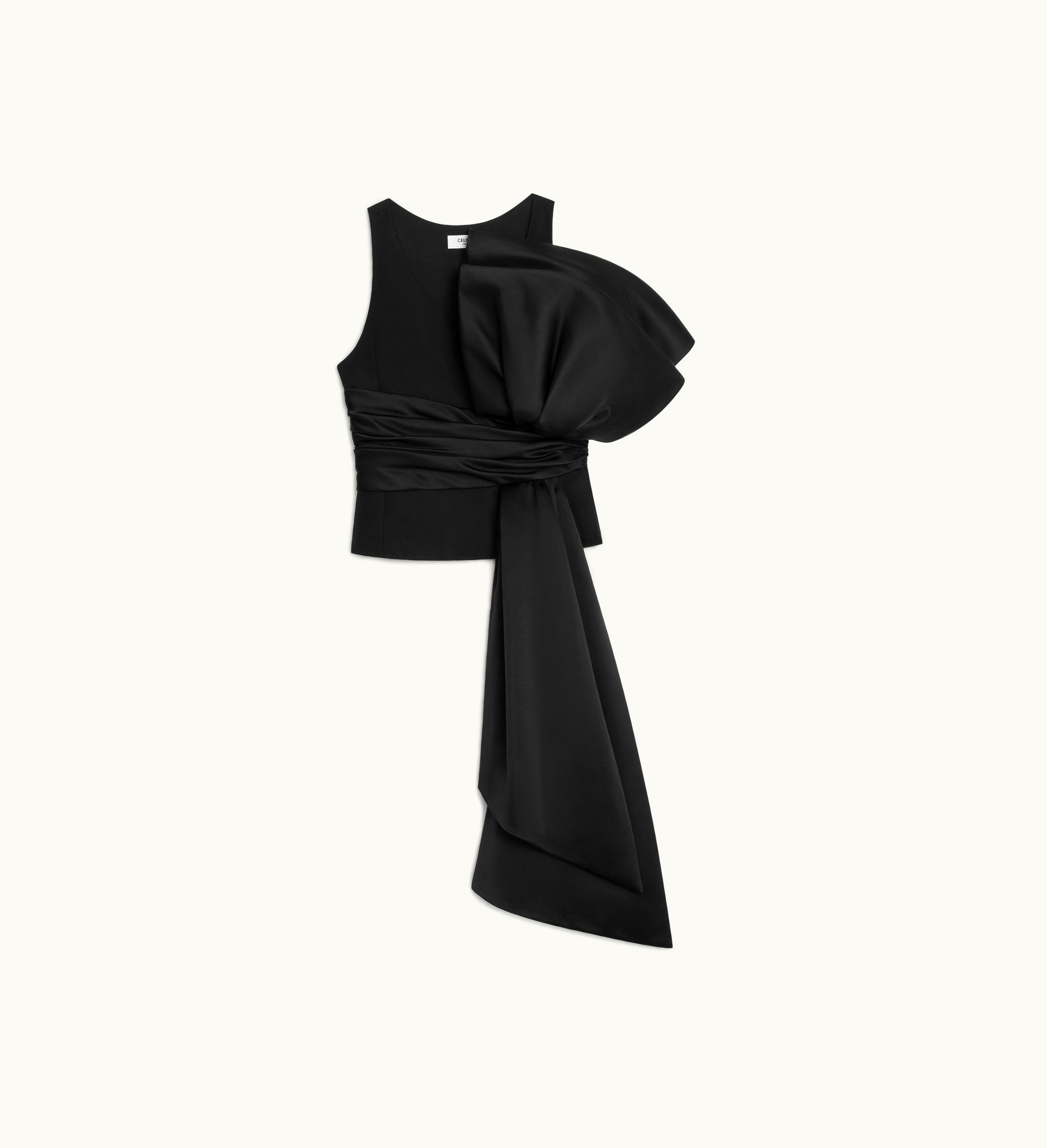 Celine Celine Top With Maxi Knot In Textured Wool - Black