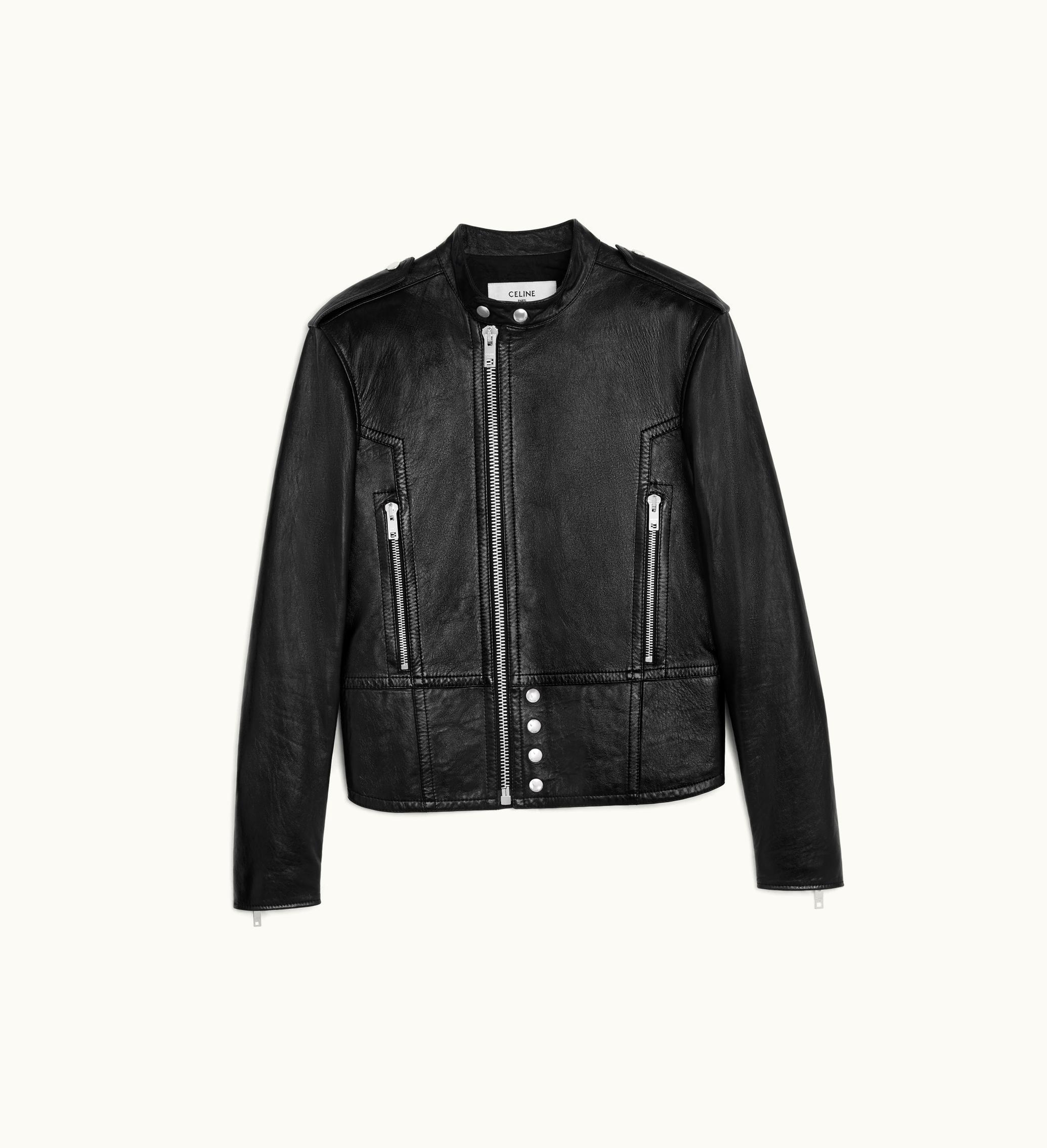 Celine Celine Racer Blouson Jacket In Soft Lambskin - Black