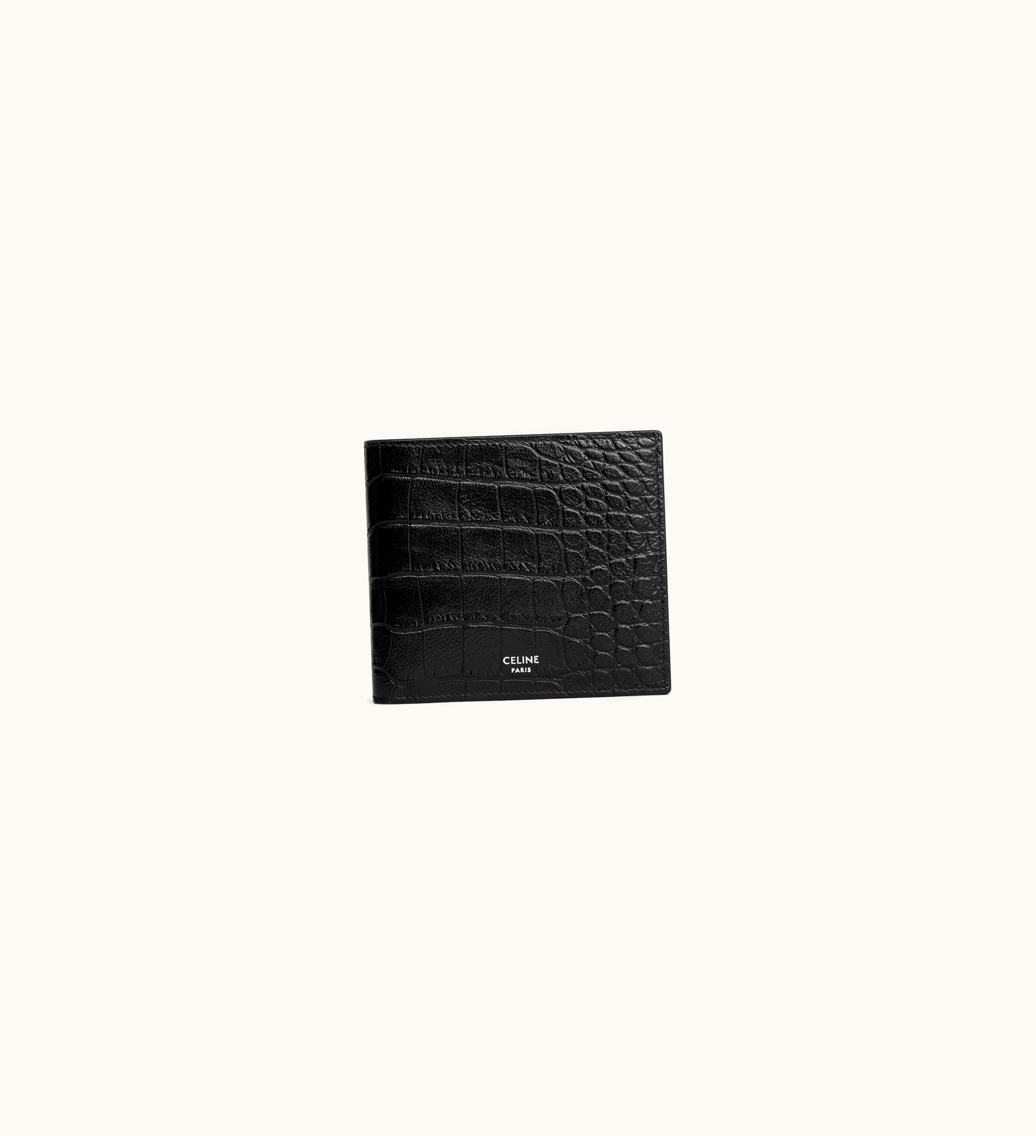 Celine Celine BI-FOLD Wallet With Coin Compartment In Crocodile Embossed Calfskin - Black