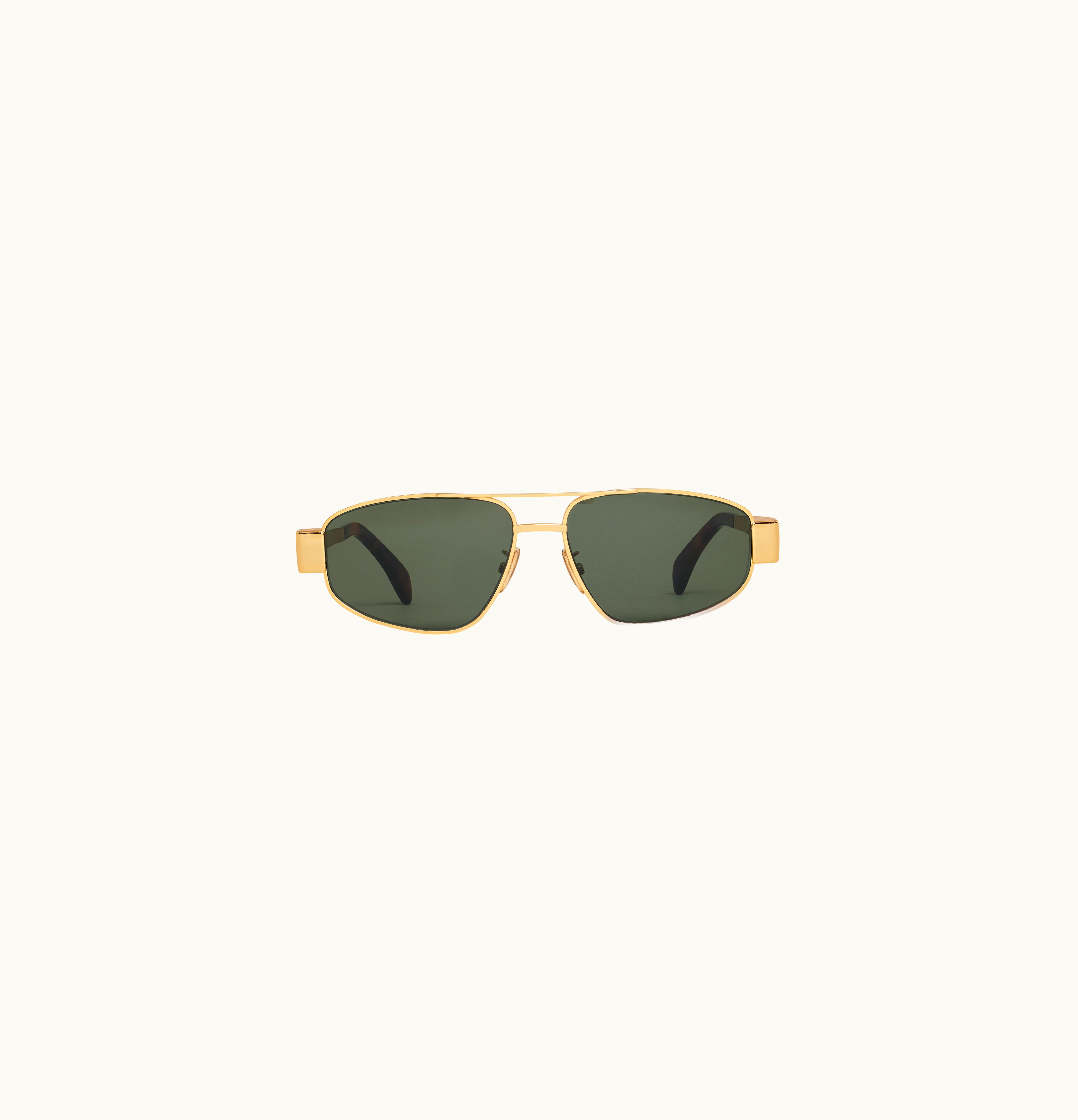 Celine Celine Triomphe Metal 03 Sunglasses In Metal - Gold / Green