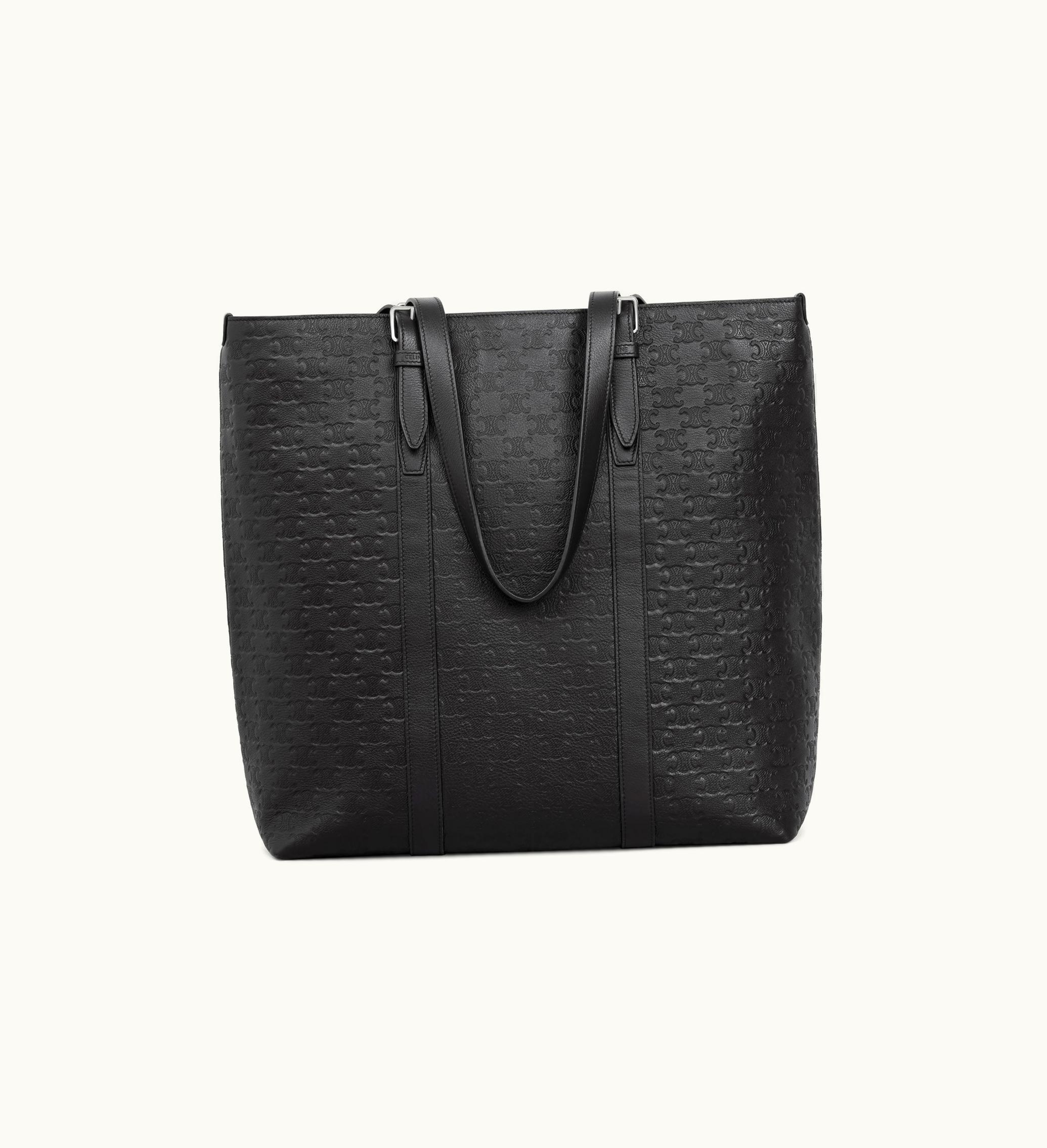 Celine Celine Cabas With Buckle In Calfskin With Triomphe Embossed - Black