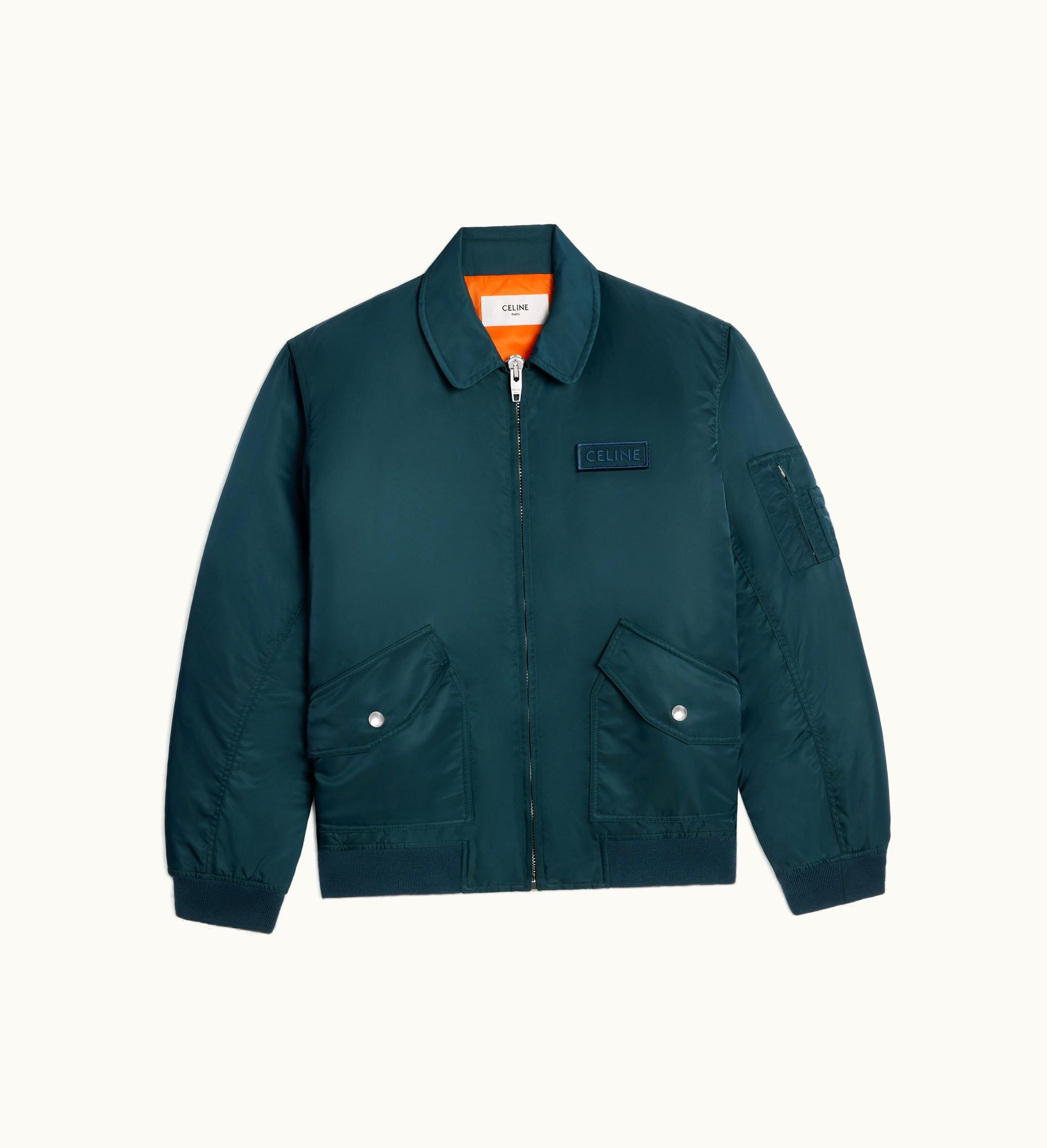 Celine Celine Bomber Jacket In Nylon - Blue Petrol