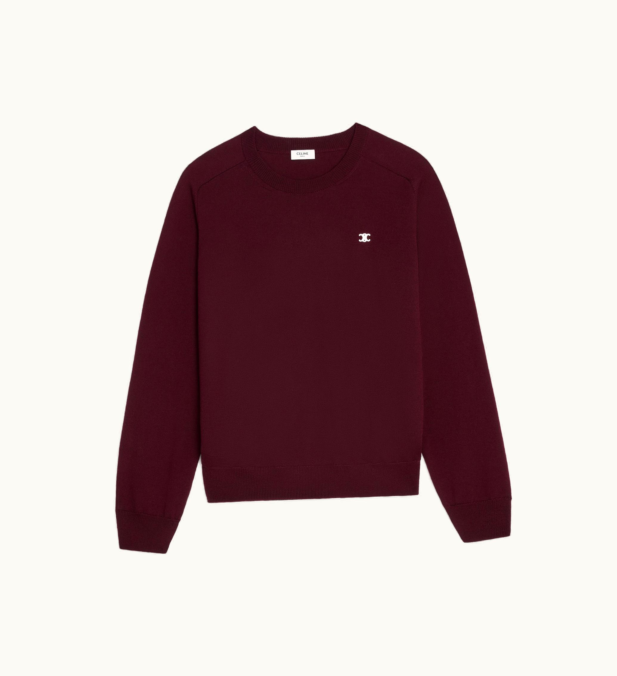 Celine Celine Triomphe Crew Neck Sweater In Wool - Burgundy