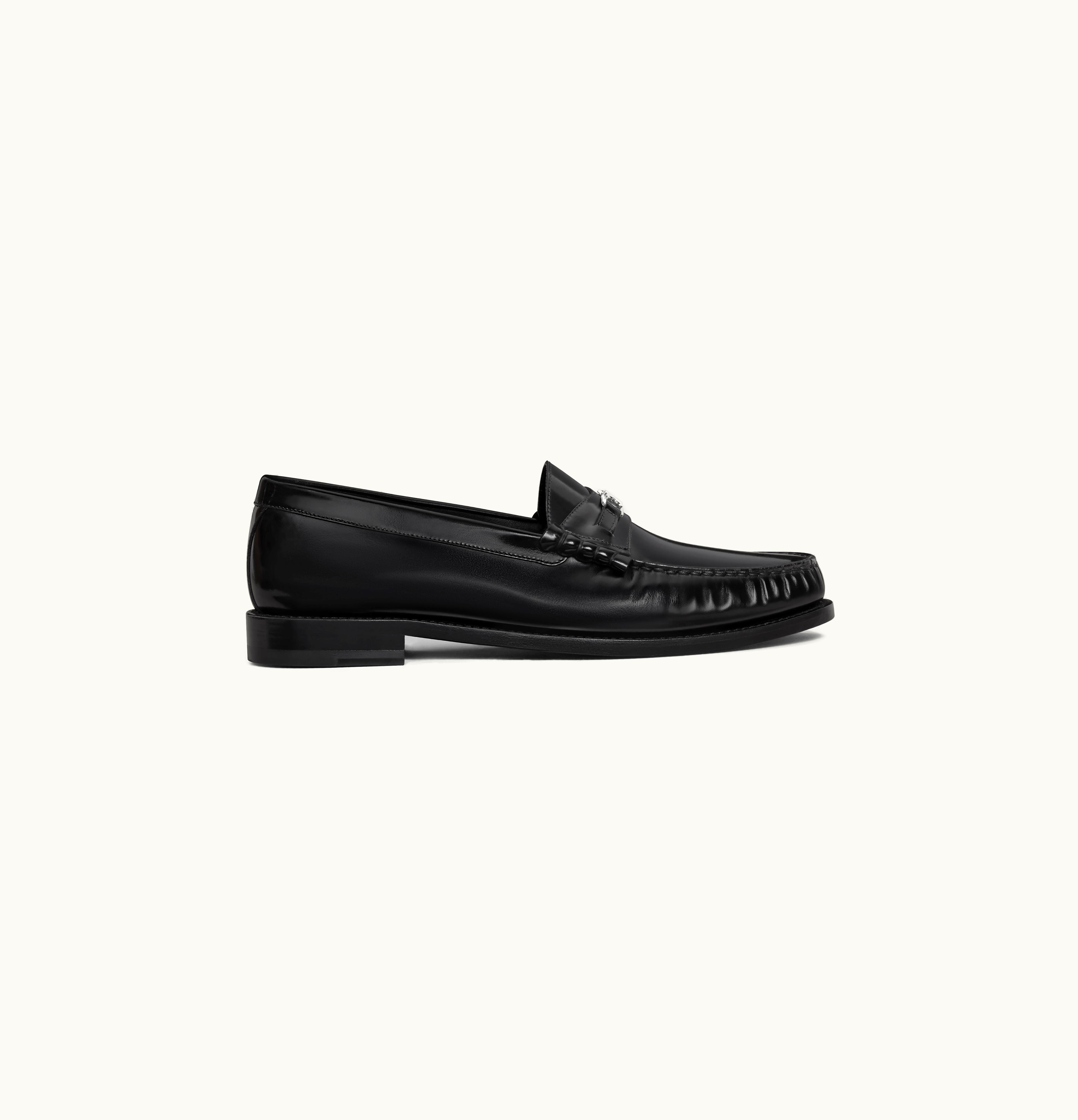 Celine Celine Luco Triomphe Loafer In Polished Bullskin - Black / Silver