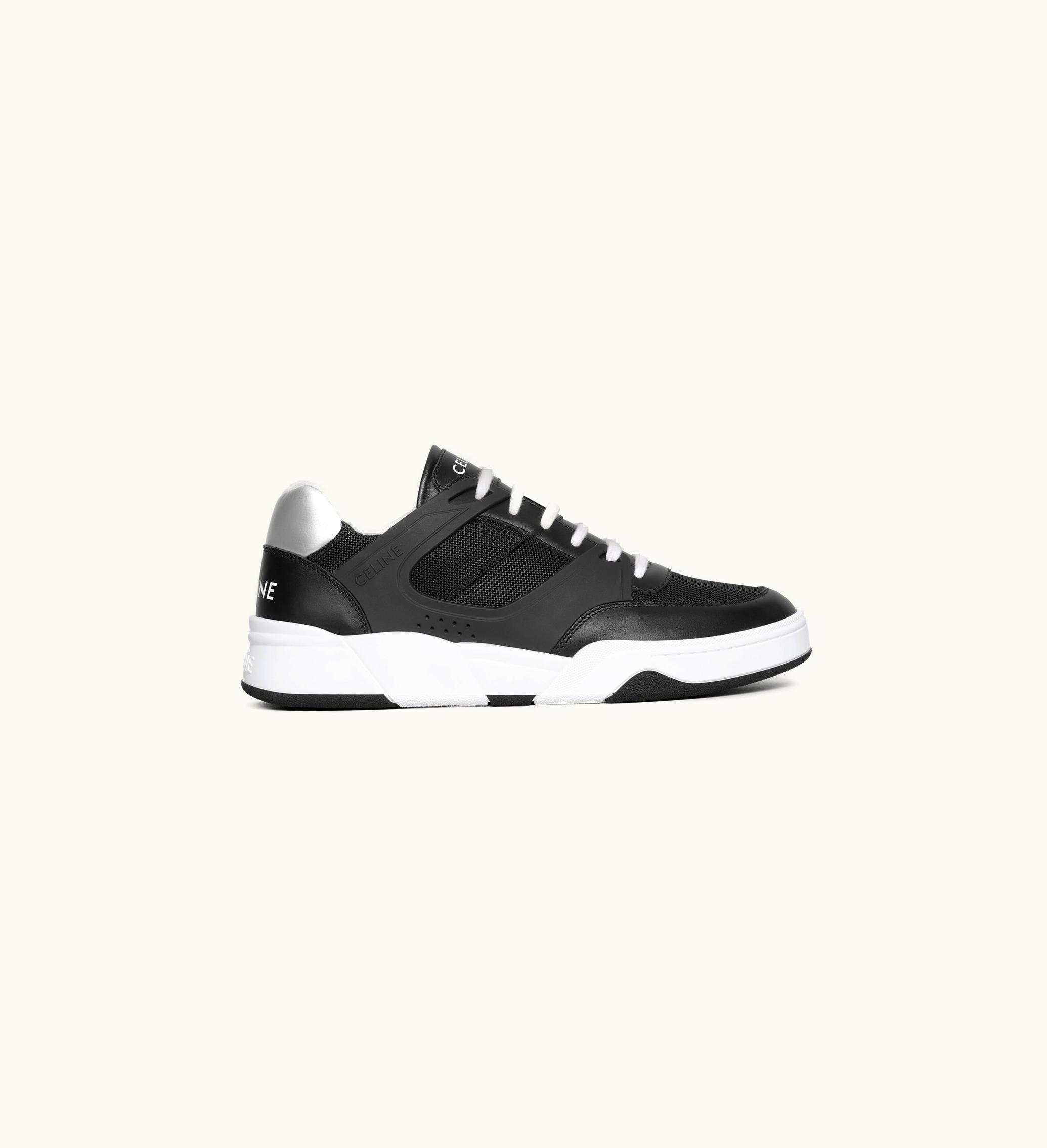 Celine Celine Trainer CT-07 Low LACE-UP Sneaker In Mesh, Calfskin And Laminated Calfskin - Black / Silver