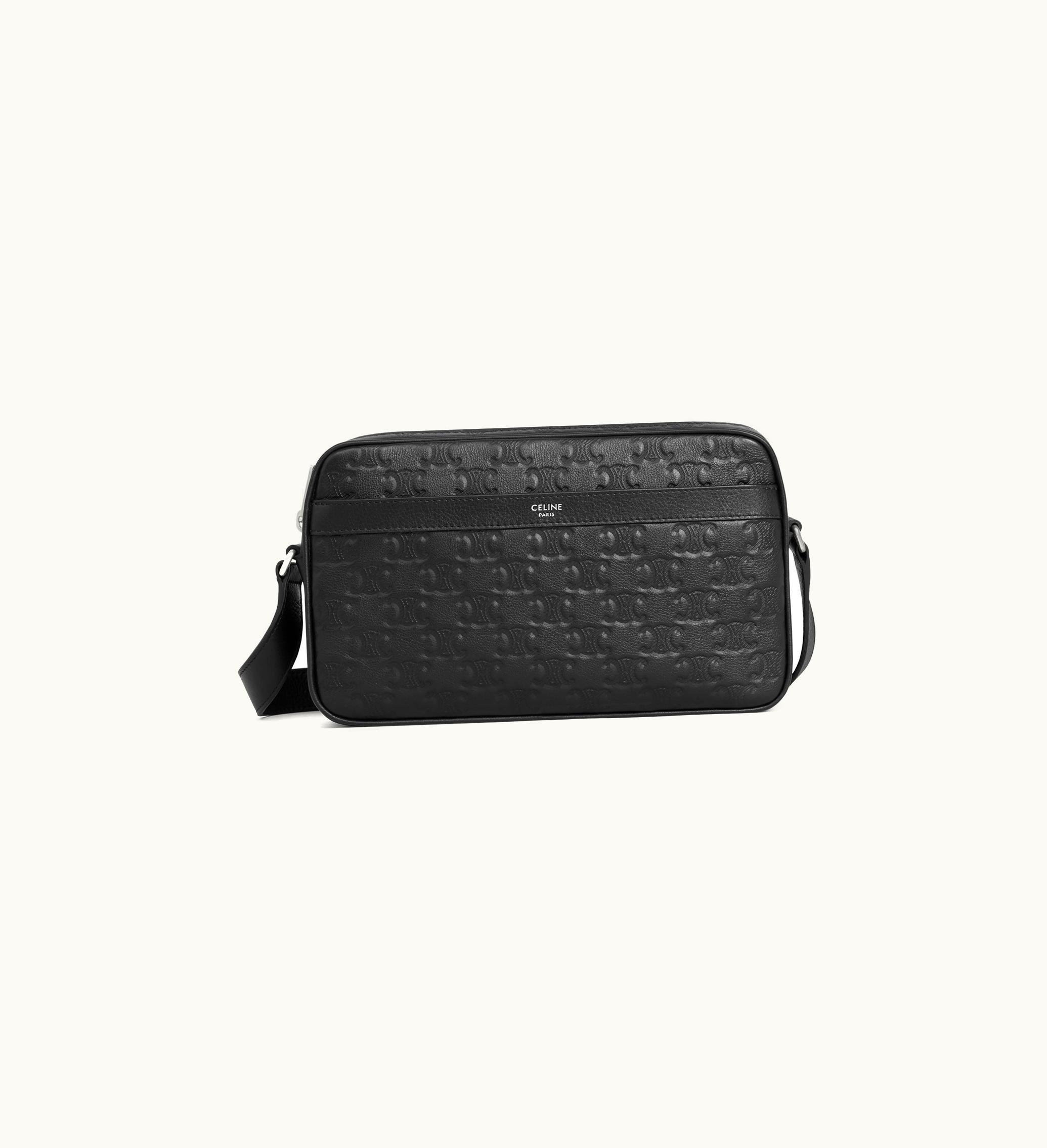 Celine Celine Medium Messenger In Calfskin With Triomphe Embossed - Black