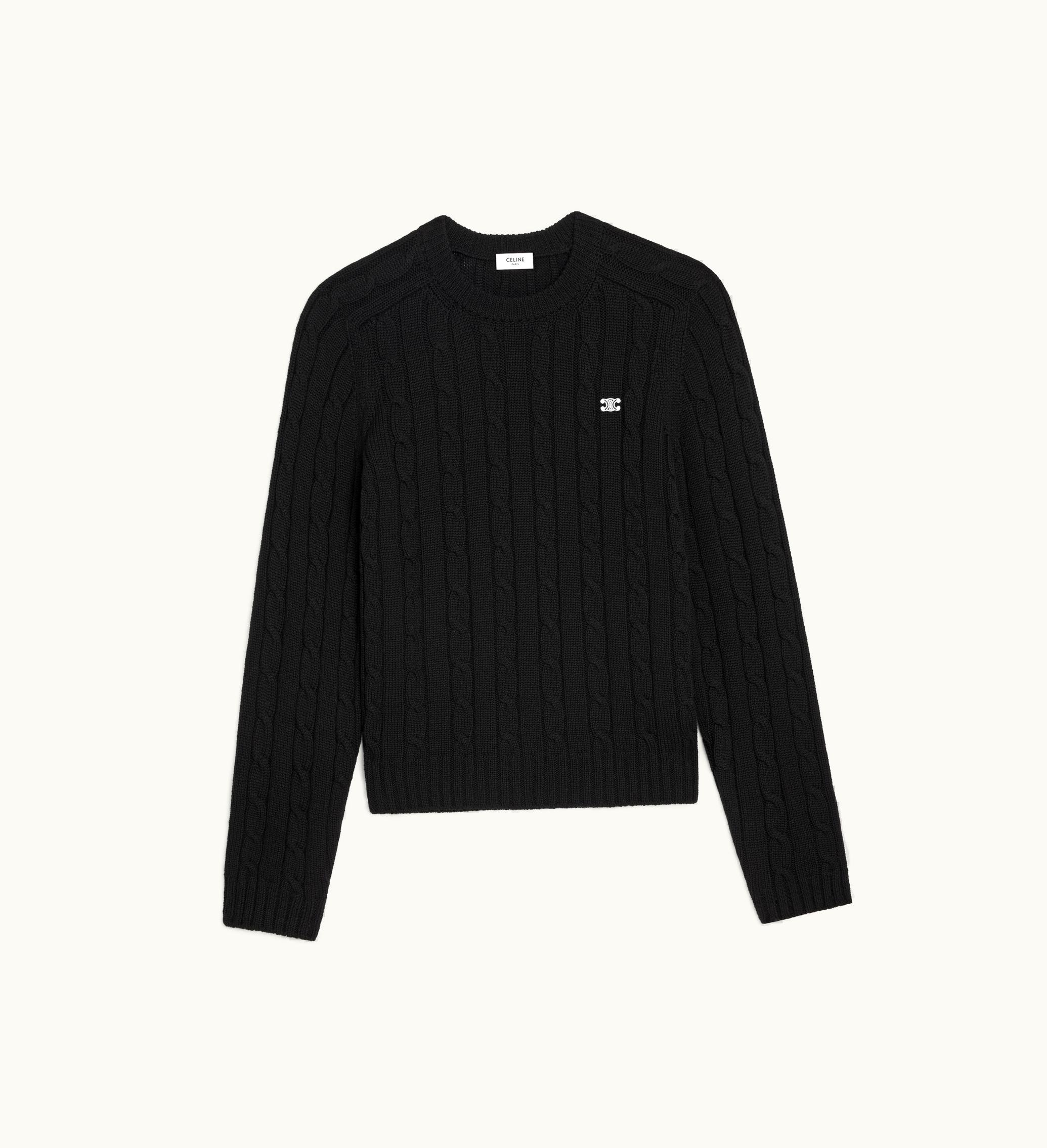 Celine Celine CABLE-KNIT Triomphe Sweater In Cashmere - Black
