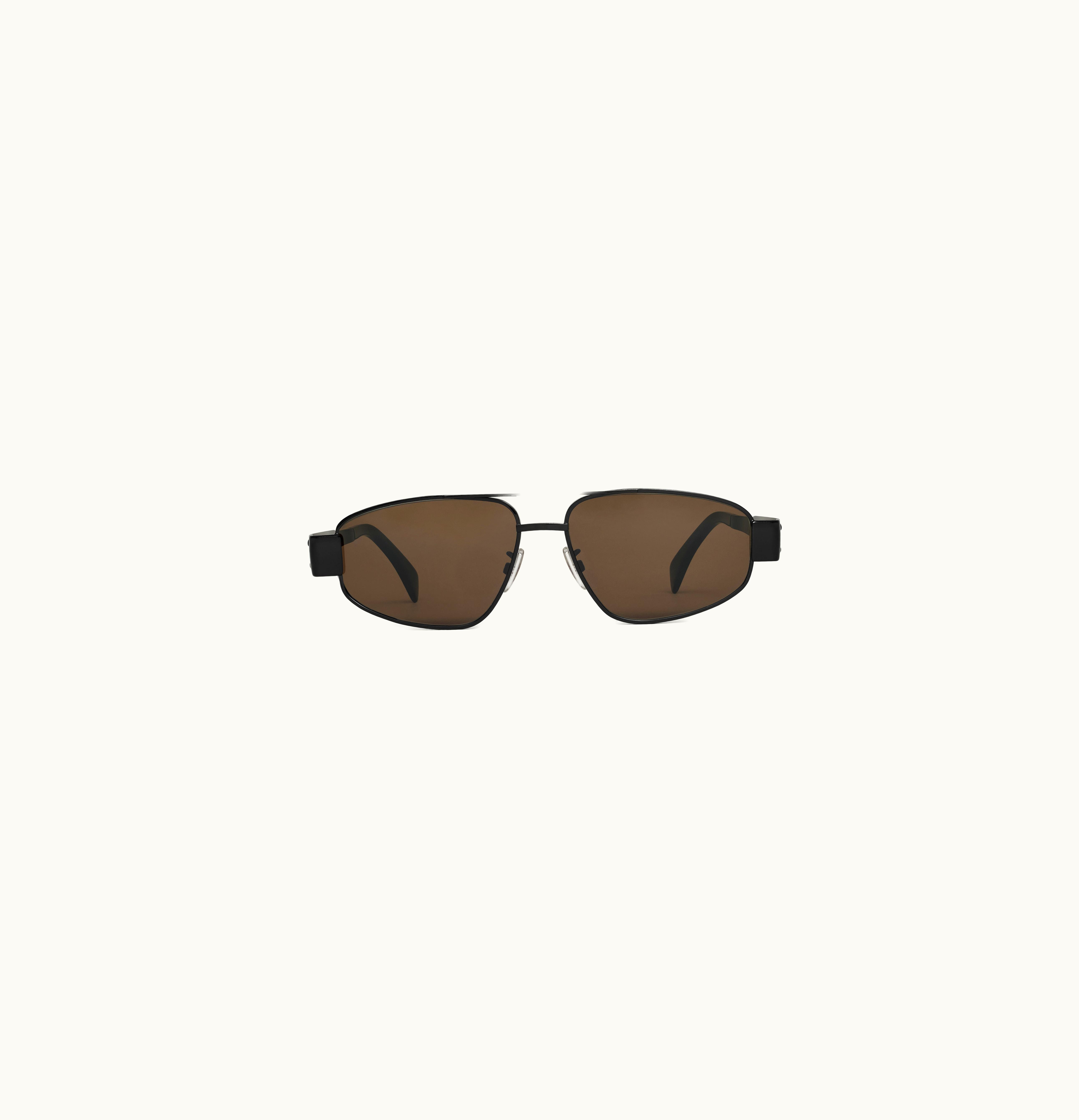 Celine Celine Triomphe Metal 03 Sunglasses In Metal - Black / Brown